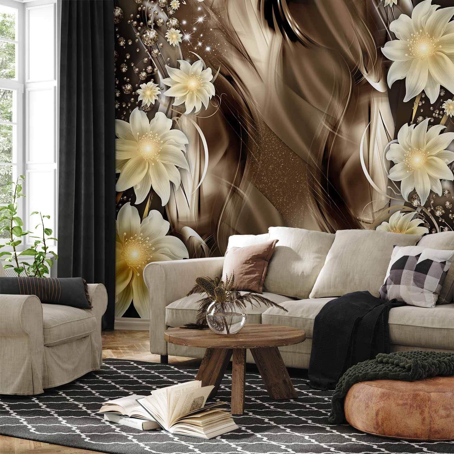 decomonkey Fototapete Abstrakt Blumen, 400x280 cm, XL, Diamant, Vlies | Schlafzimmer, Wohnzimmer, Tapete, Fototapeten, Tapeten, Vliestapete, Wandtapete, moderne, Wandbild, Wand