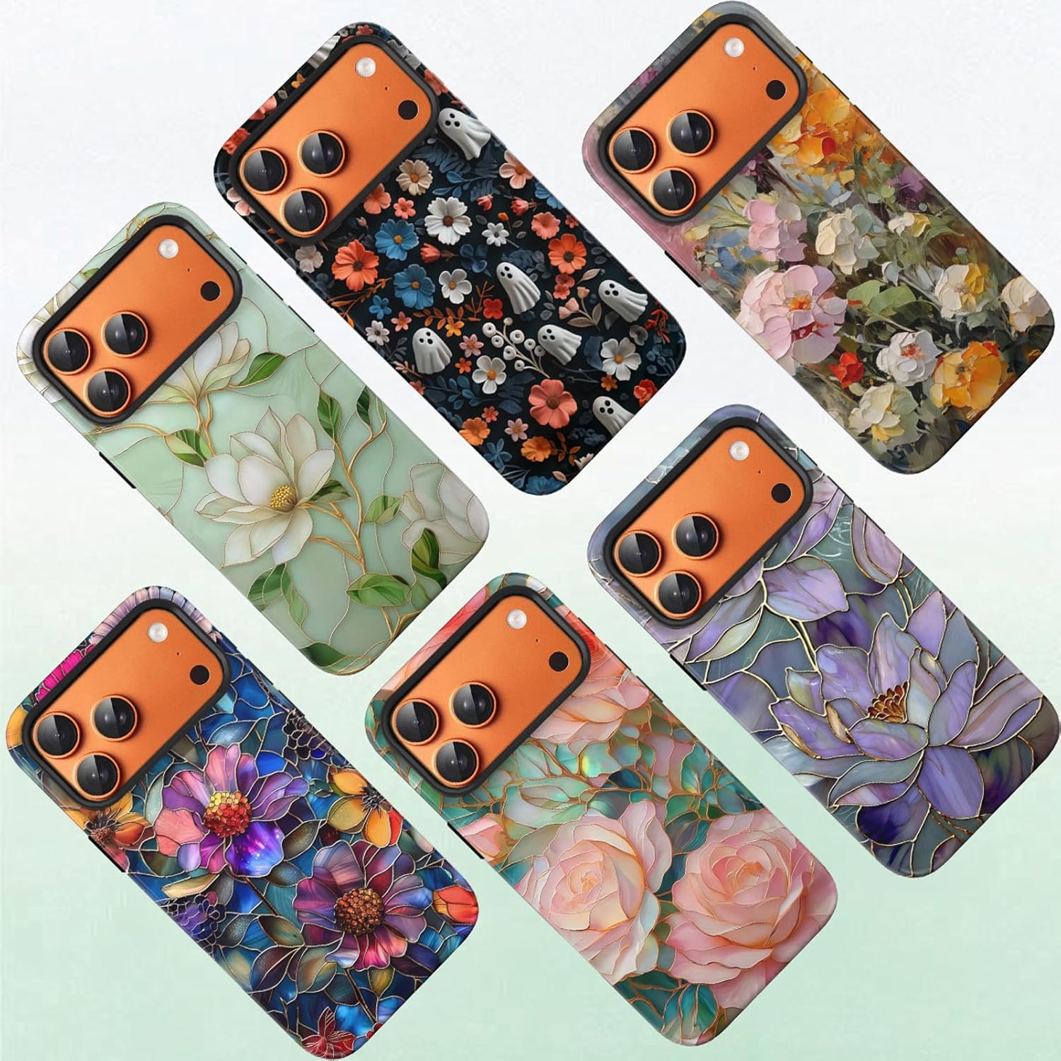 Compatible with iPhone 17 Pro Case 6.3”, Cute Floral Flower Patterns Shockproof Protective Aesthetic Phone Case with Stylish Designs for Women Girl, Blooming Pink Rose - Image 6