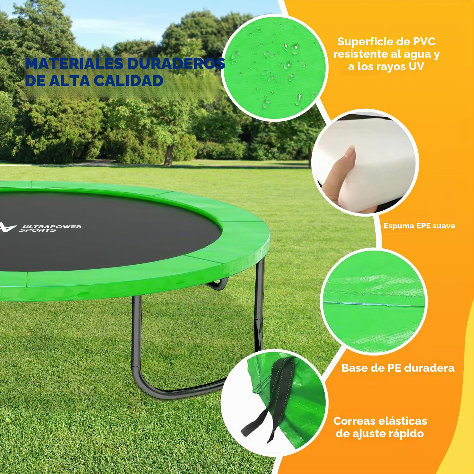 Cojín de Protección de Trampolín Ø 244 305 366 396 397 400 426 427 430 cm Cojín de Seguridad Repuesto Protector Cama Elastica Funda Protectora para Cama Elástica Resistente a los Rayos UV Antidesgarro