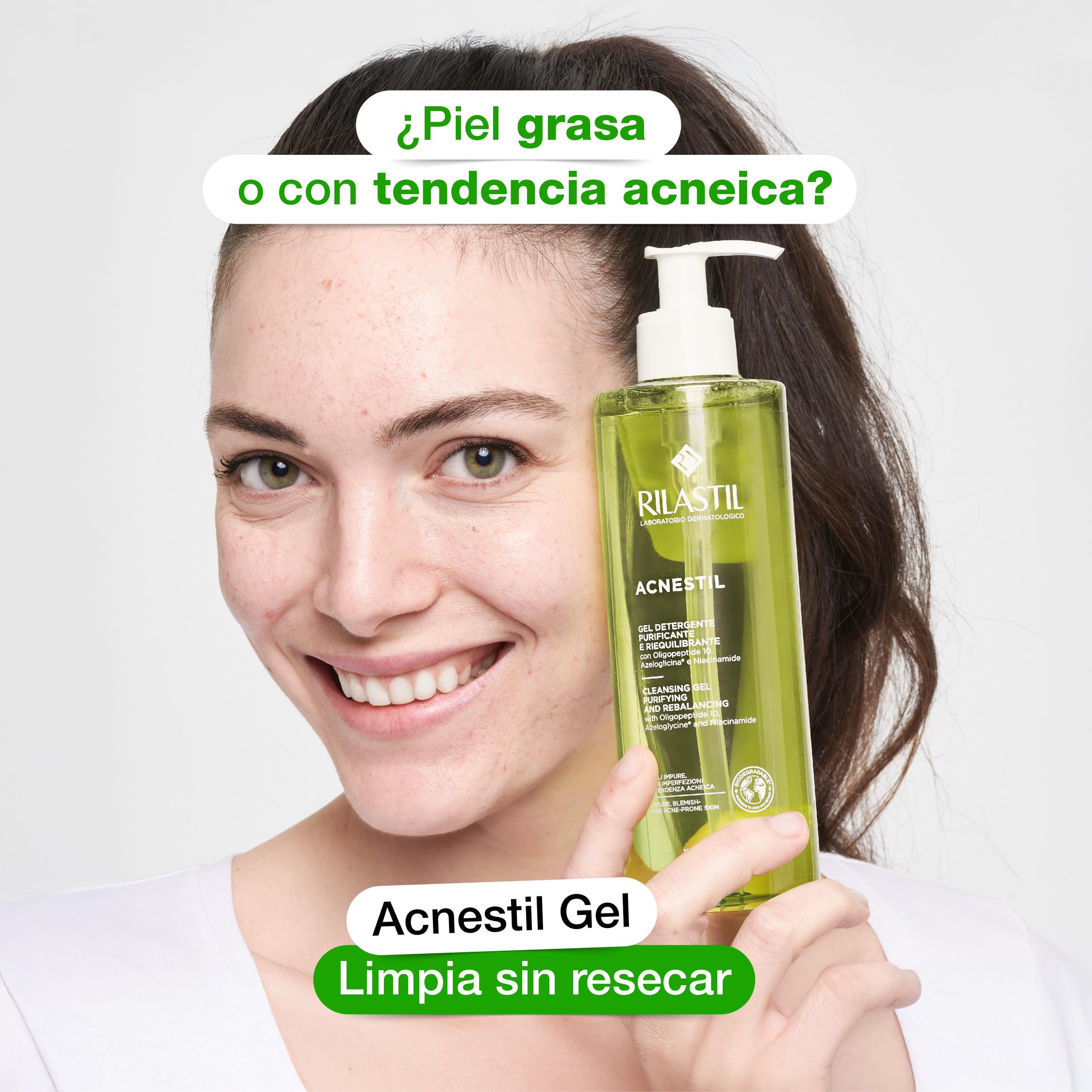 Rilastil Acnestil Gel Detergente Purificante e Riequilibrante per Pelli Miste Grasse con Tendenza Acneica Confezione