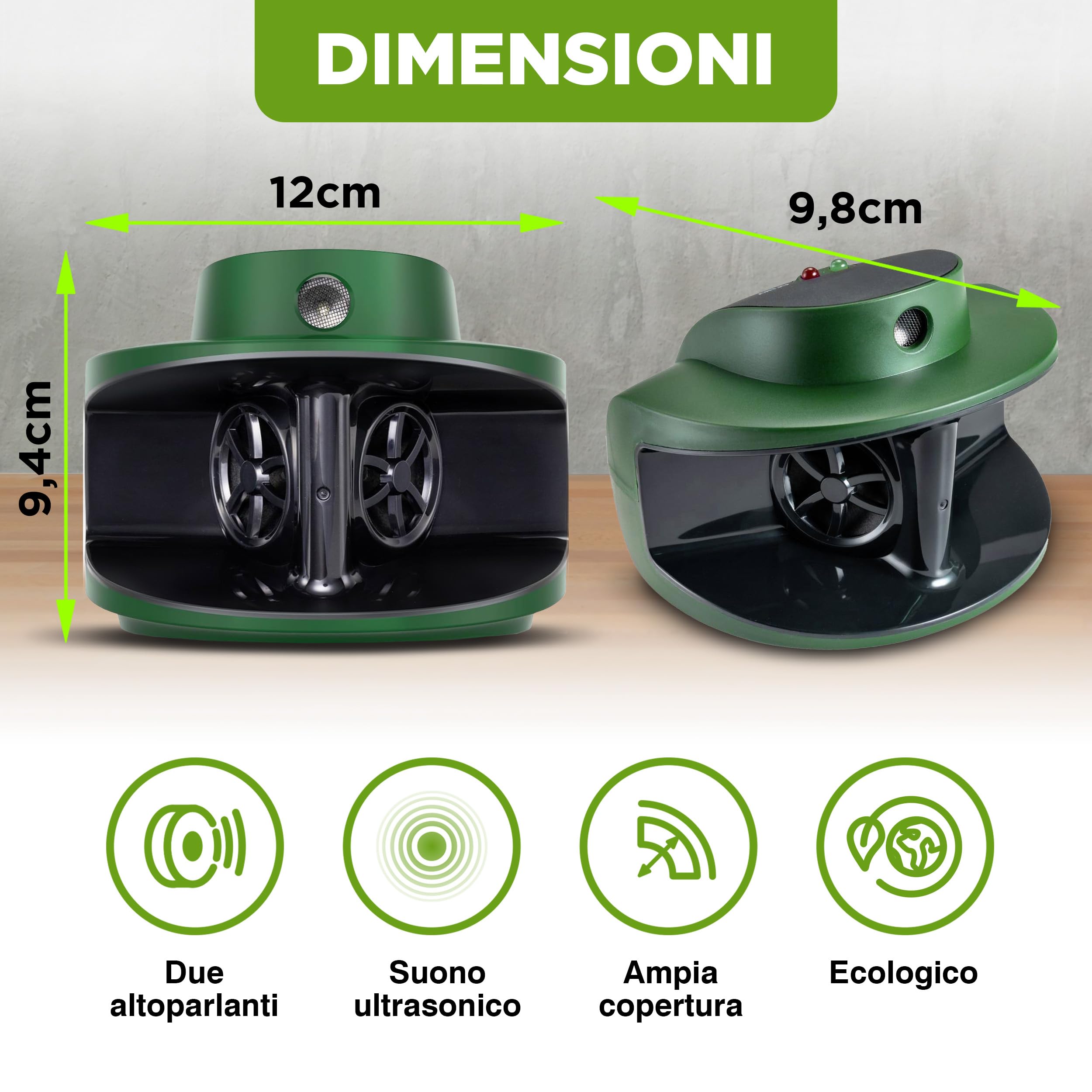 ISOTRONIC repellente topi ultrasuoni ratti scarafaggi procioni parassiti casa cantina giardino senza veleno portata 40m² 2 unità efficace interno esterno protezione difesa dissuasore stop insetti