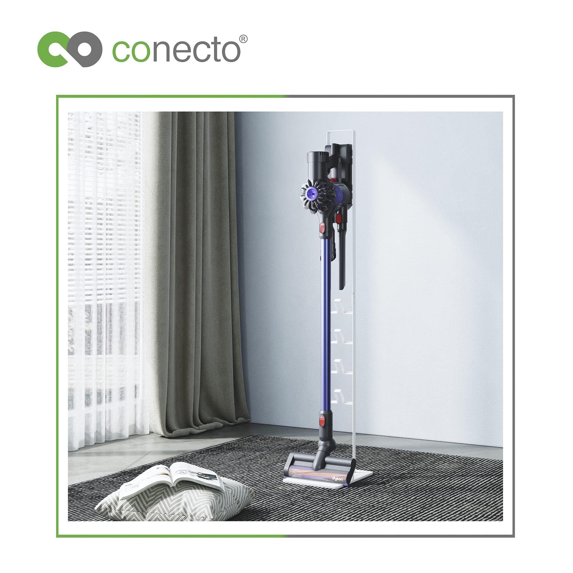 conecto Uniwersalny uchwyt na odkurzacz, kompatybilny z Dyson V11, V8, V7, V15, V12, V10, stojak podłogowy, uchwyt na akcesoria, biały