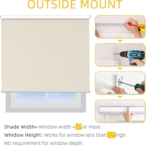 Miniatura 7 de ChrisDowa Persiana enrollable 100 % opaca sin cordón, con jacquard a rayas, aislamiento térmico, tela de protección UV, persianas opacas totales