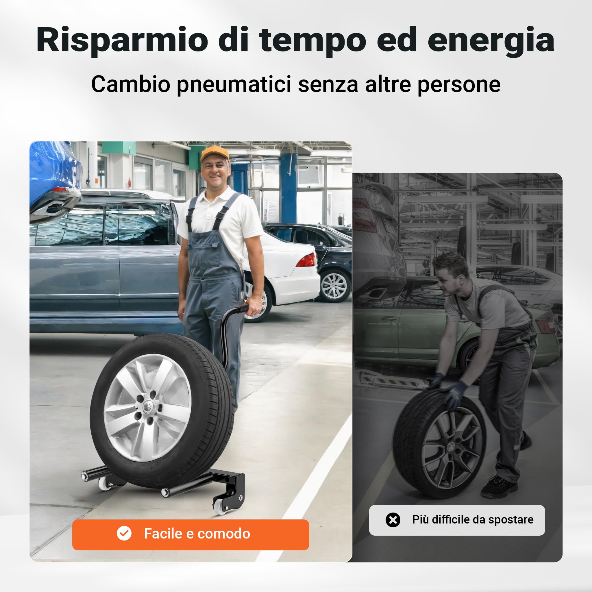 XPOtool Carrello smontagomme in Acciaio per Montaggio Pneumatici, Max 250kg, Carrello sposta Ruote, togliruote per Pneumatici 17-56,5 cm (6,5-22,5")