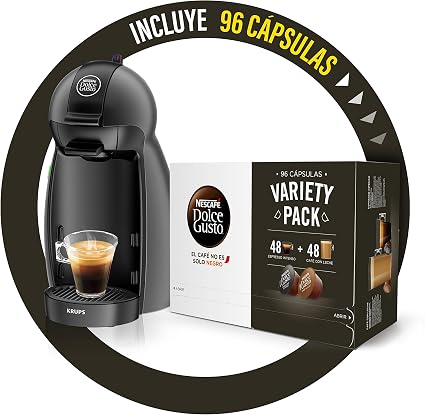 Krups KP100B Cafetera Dolce Gusto cápsulas, 15 bares presión, cafés,  cappuccino, 1500 W, 0.6 litros + Nescafé DOLCE GUSTO Variety Pack, 3  Estuches Espresso Intenso Y 3 Estuches Café Con Leche : Amazon.es:  Alimentación y bebidas