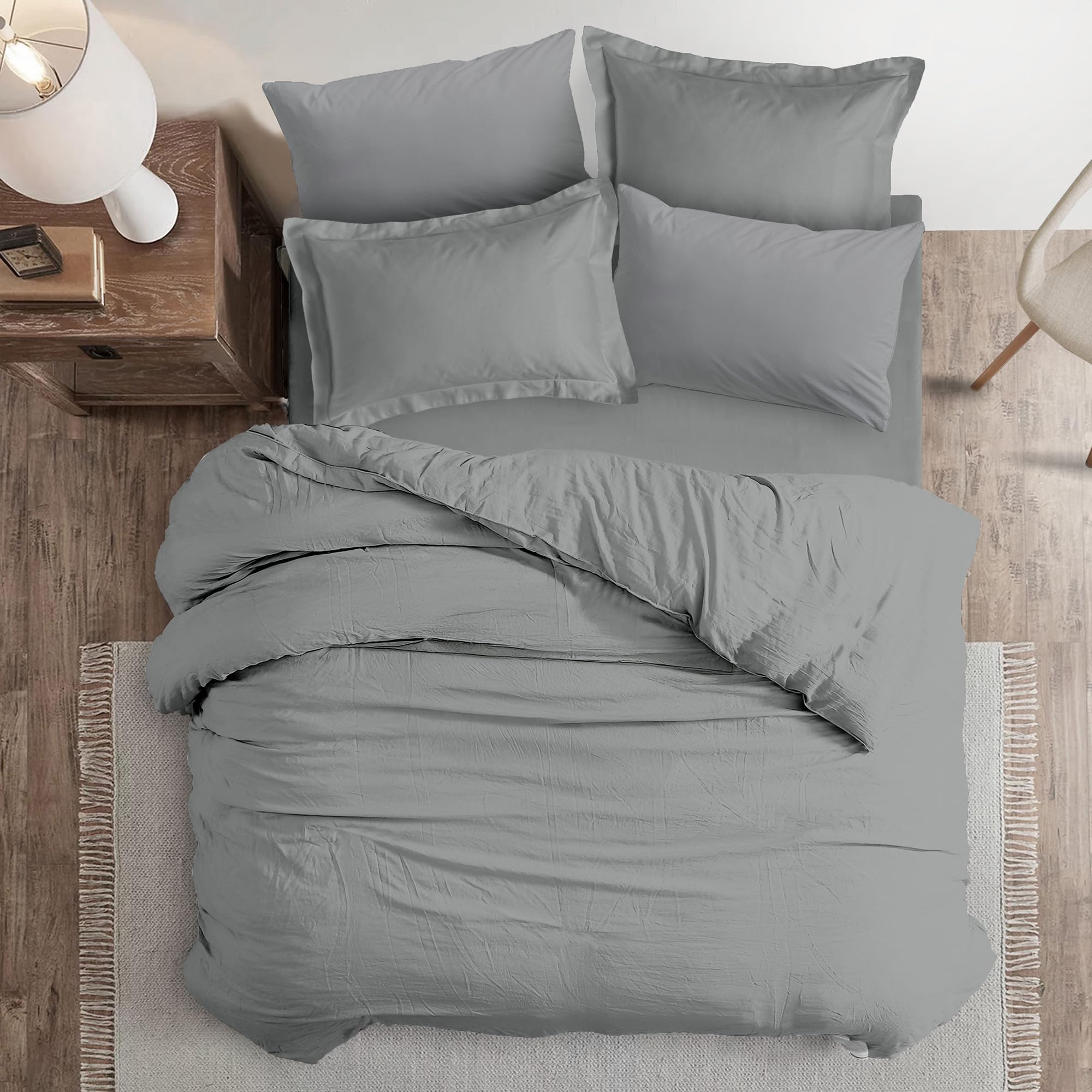 DANYDude 100% Egyptian Cotton 3PC Duvet Cover Single Set 400 Thread Count Single Duvet Cover With Deep Fitted Sheet & Pillow Case | 3PC Quilt Cover Set