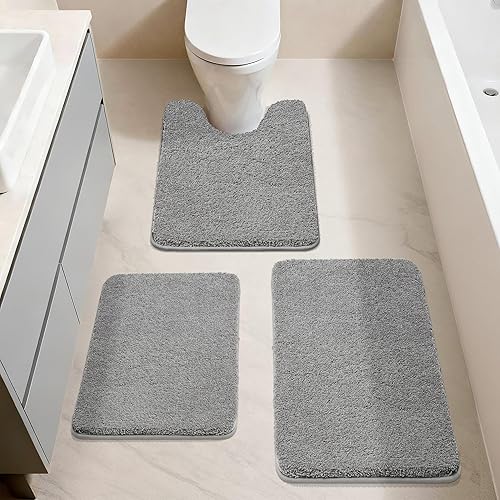 Miniatura 9 de COSY HOMEER Alfombras extra gruesas para el baño, tapetes de baño antideslizantes, tapete de felpa suave, peludo y 100% micro poliéster, tapete para