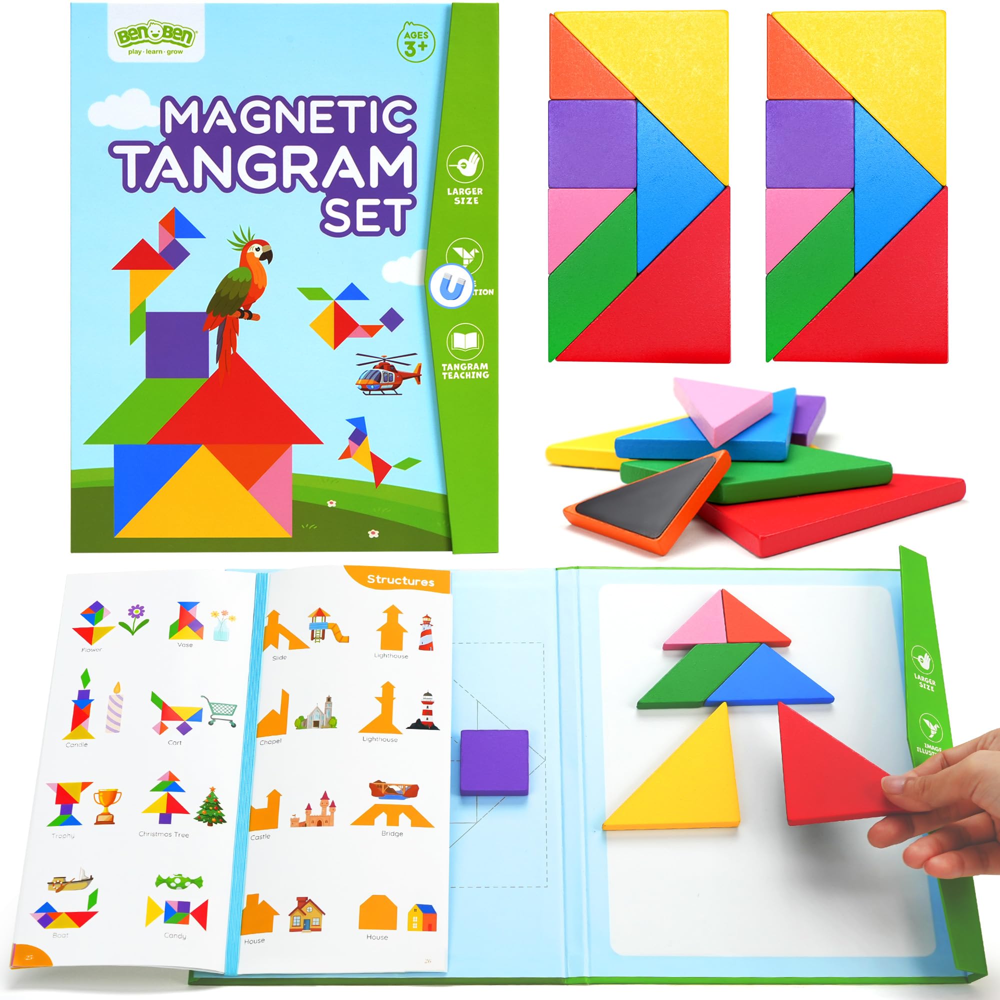 新品未使用 GOLFICKERS＋TANGRAM Amazon.com: BenBen Travel Tangram Puzzle with 2 Sets Magnetic