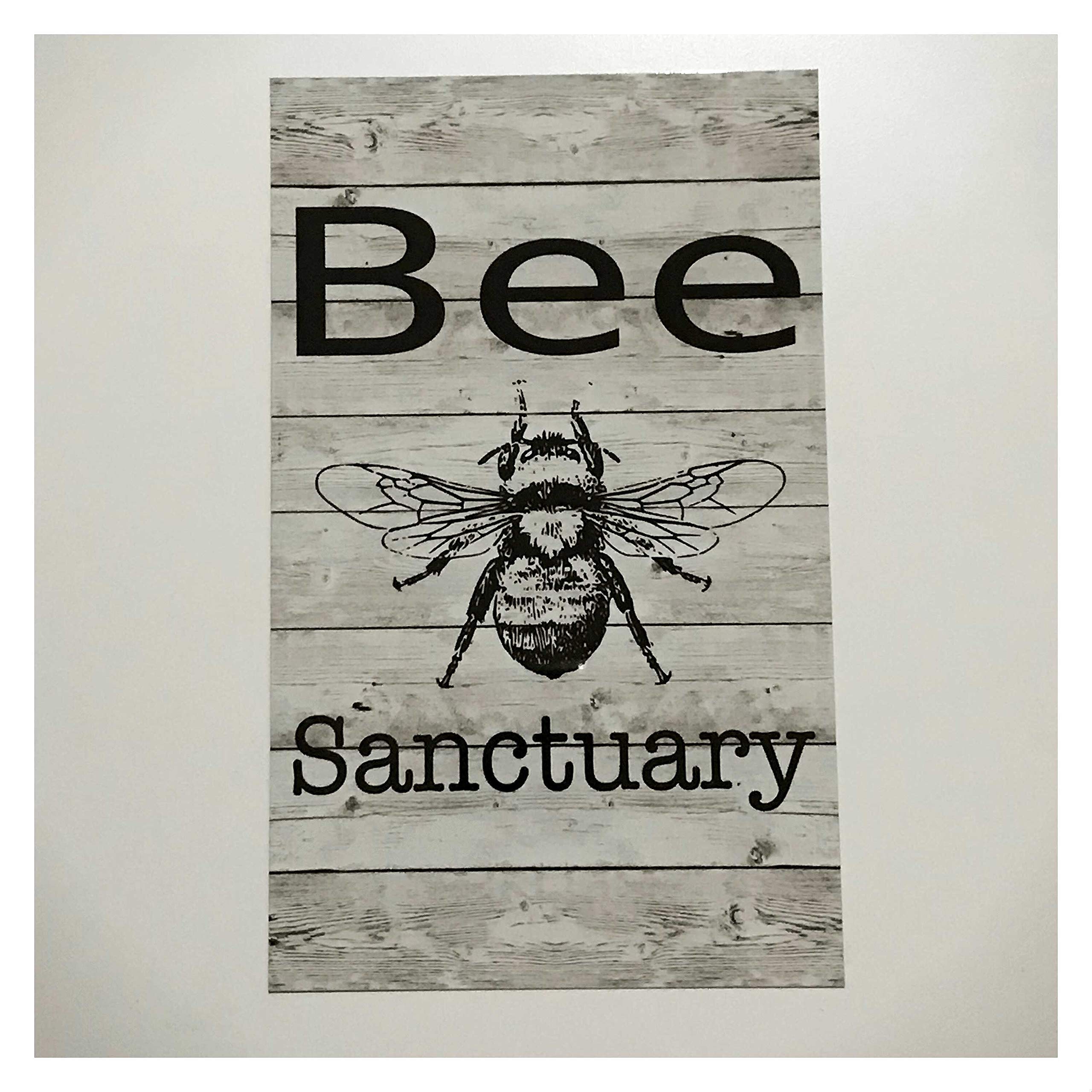 Yivxa Tin-659 Bee Sanctuary Gardening Sign Hanging Or Plaque Garden Bee Keeping Hive Honey Tin Signs For Garage 12X8 Inch