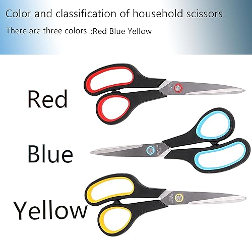 Miniatura 7 de Tijeras multiusos de 8 pulgadas, resistentes a granel, paquete de 3 tijeras ergonómicas de agarre cómodo, tijeras afiladas para oficina, hogar,