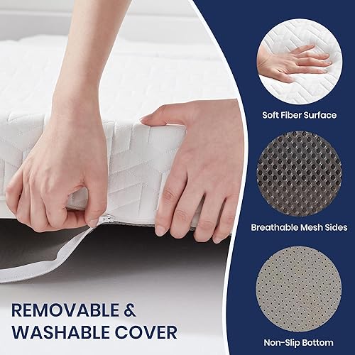 Miniatura 6 de Hanherry Colchón plegable de 4 pulgadas, tamaño individual, de espuma viscoelástica portátil de tres pliegues, con bolsa de almacenamiento, funda