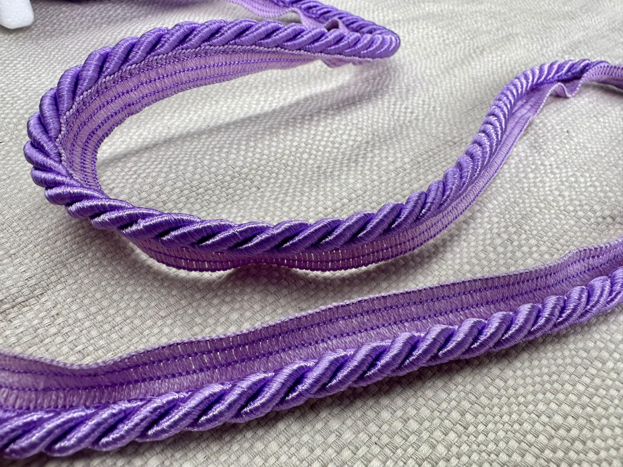 Flanged Piping Cord Twisted Rope Trim Home Decor Pillow Cushion Curtains Edge Trimming Upholstery - 7mm Wide - 5 Metres – Lilac #406 — image 1