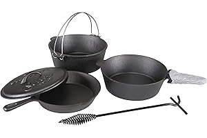 Stansport Pre-Seasoned Cast Iron Dutch Oven: Essential Camp Cookware Set for Outdoor Adventures