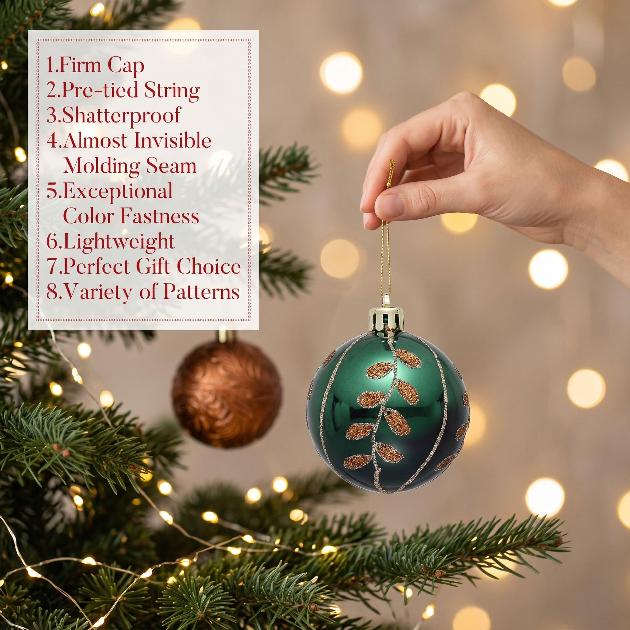 Valery Madelyn Lot de 40 boules décoratives pour sapin de Noël | Décorations de Noël incassables à suspendre en vrac pour Noël, marron et doré