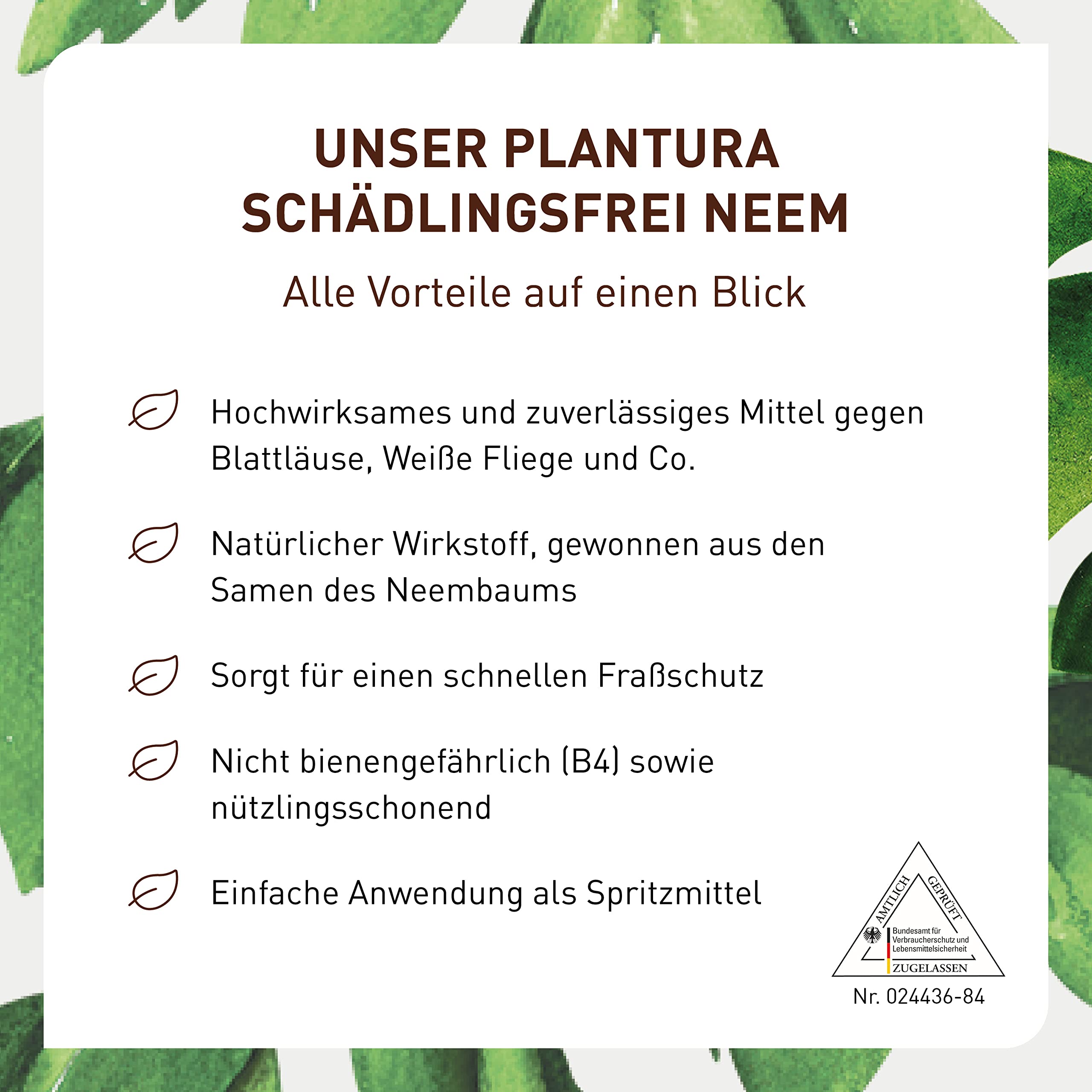 Plantura Bio-Schädlingsfrei Neem, effektive Schädlingsbekämpfung mit Neem, gegen Blattläuse, Thripse & Co. an Gemüse, Kräutern & Zierpflanzen, 75 ml Konzentrat für bis zu 25 L (300 m²)
