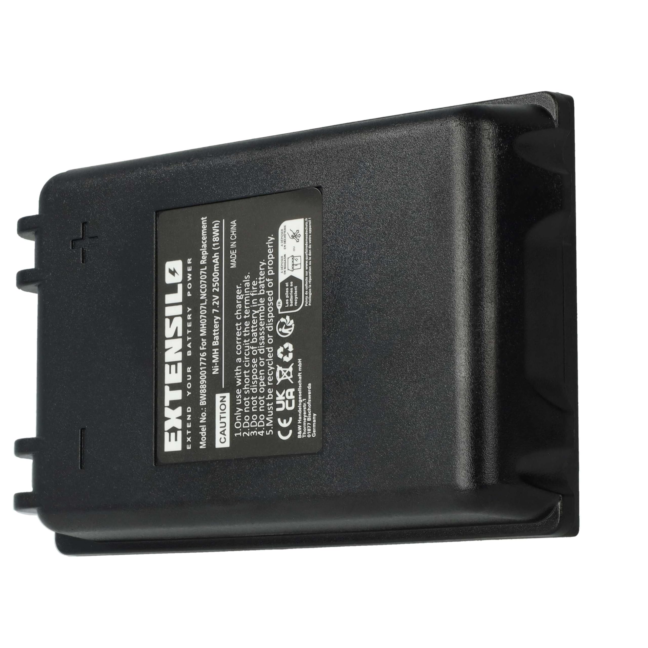 2x batteria sostituisce Autec MH0707L, NC0707L per Radiocomando Industriale, Telecomando (2500mAh, 7,2V, NiMH) - Nero