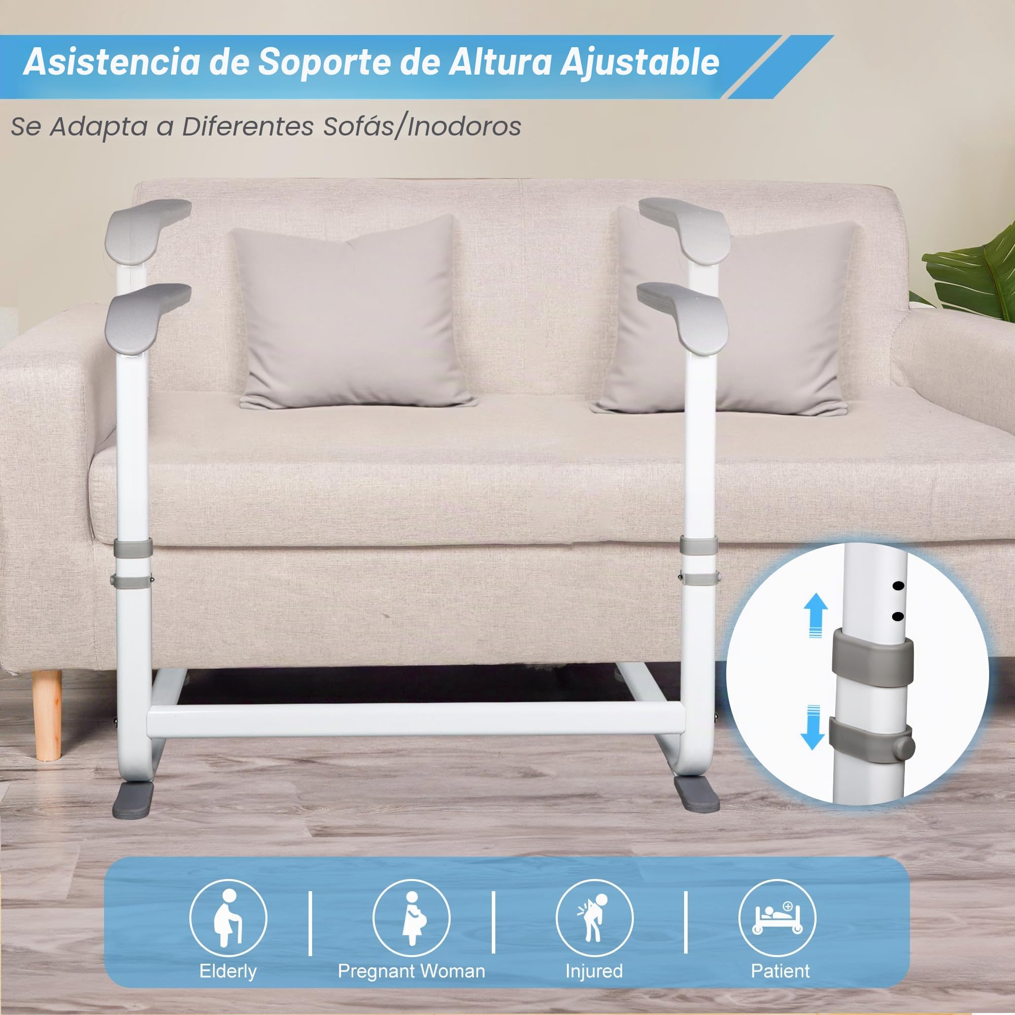 REAQER Soporte de pie, ayuda para levantar sillas para ancianos, riel de ayuda de pie para sofá, mango de asistencia para pacientes, personas mayores y discapacitados, barra de agarre de seguridad