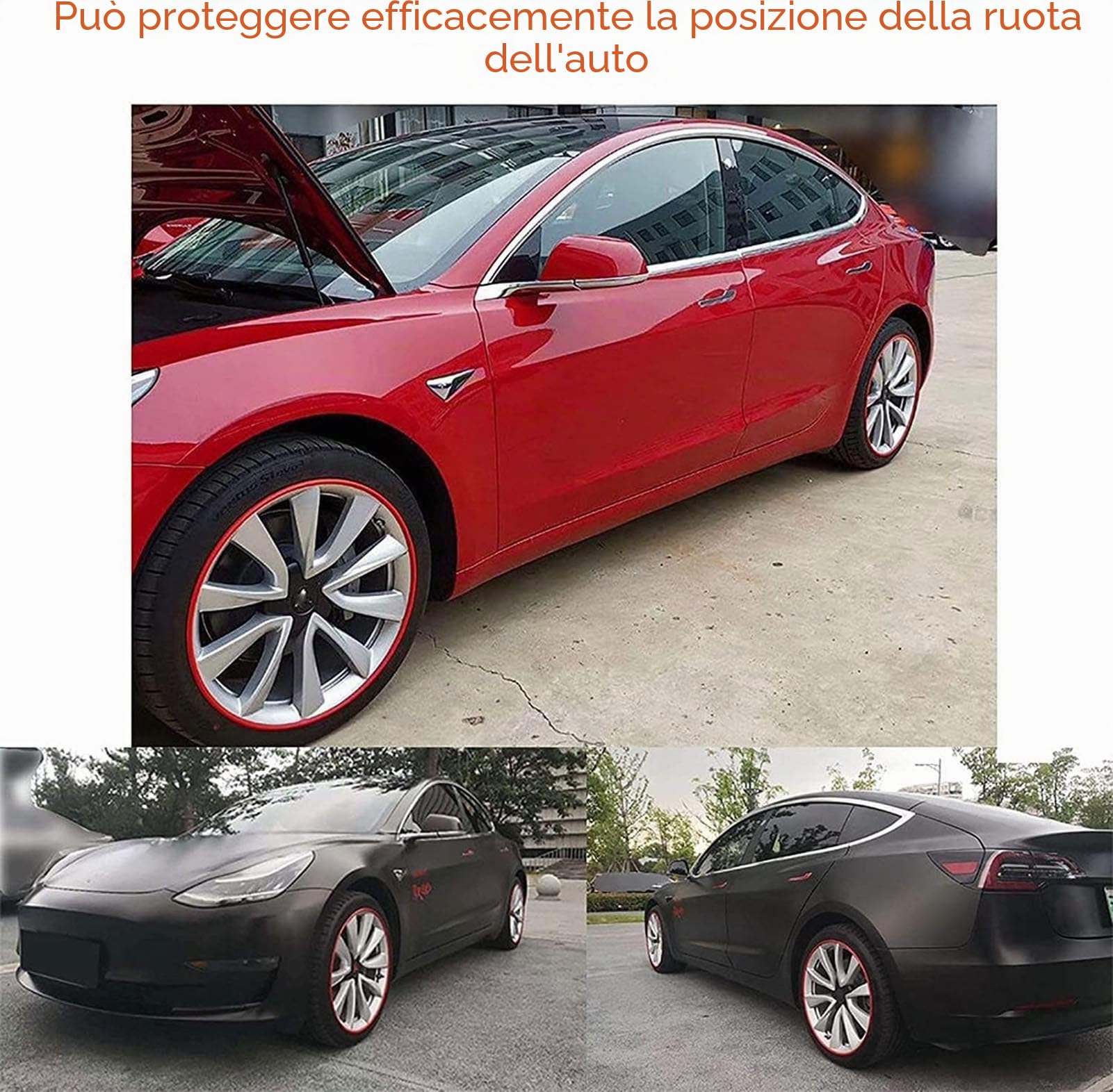 Protezione del Cerchione Dell'Auto, 16/17/18/19/20 Pollici Protezioni Cerchioni Ruote, Anello di Protezione del Bordo della Ruota, Protezione per Cerchi in Lega AntiGraffio,Nero,18in