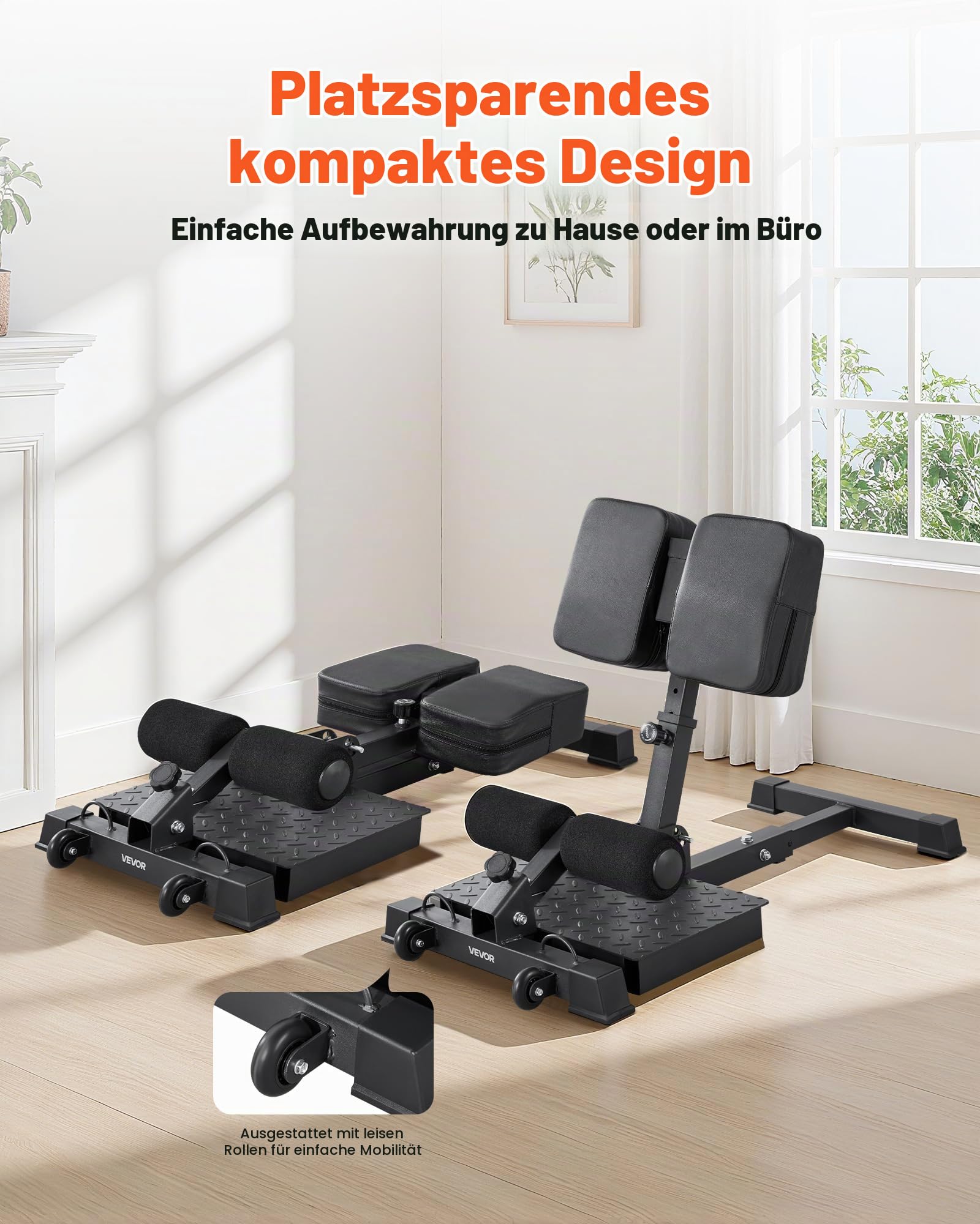VEVOR Sissy Squat Maschine, multifunktionales Deep Sissy Squat Bench für Beinmuskeltraining, Faltbarer Kniebeugentrainer für Rumpf Taille Gesäß, Beintrainingsgerät für Heim-Fitnessstudio