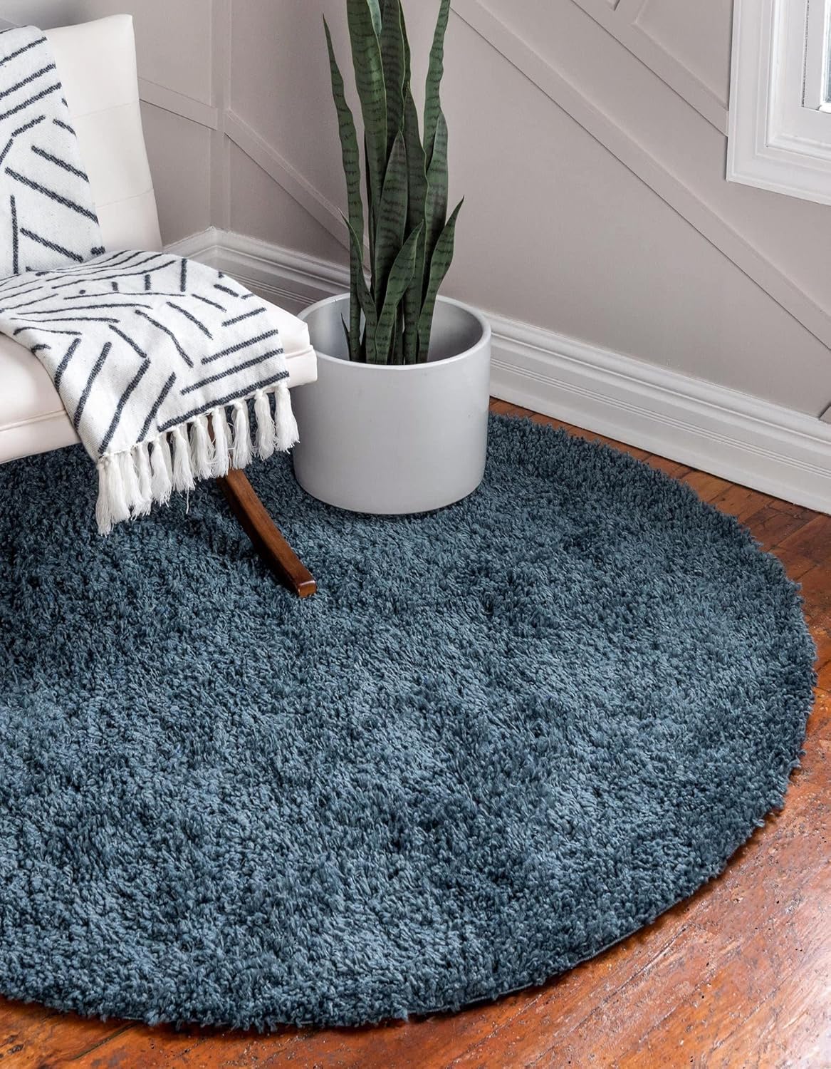 Zermatt Shag Collection Rug 2' Round Marine Blue