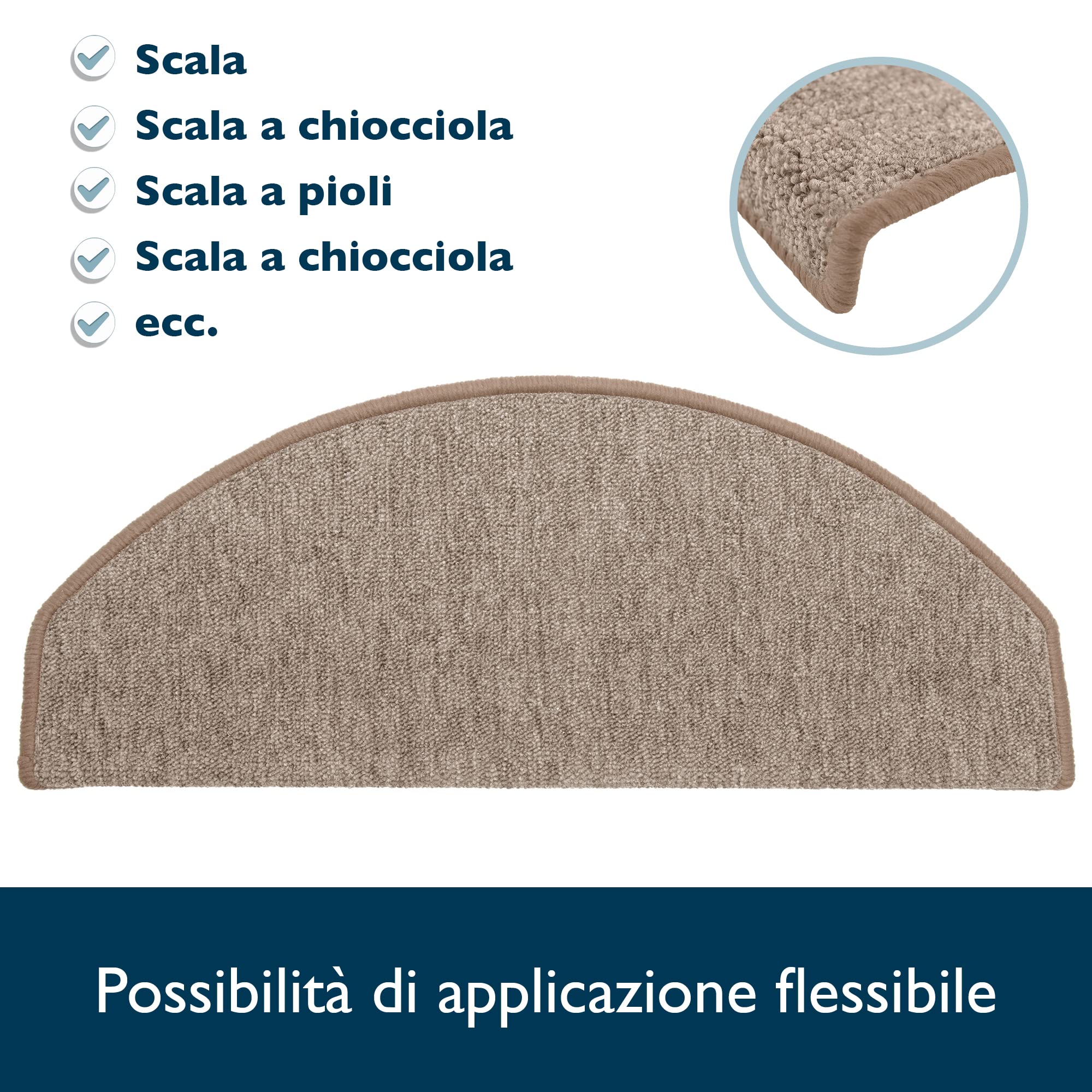 Beautissu Tappeti per Scale Coprigradini ProStair 65x24cm - Set da 15 passatoie Singole per gradini - Tappetino Antiscivolo e Fonoassorbente con Retro Adesivo - Sicuro ed Elegante - Sabbia