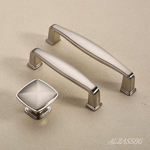 Miniatura 2 de Alzassbg AL3073CP - Paquete de 10 tiradores de gabinete cromados pulidos, 3 pulgadas, manijas de gabinete centrales, accesorios de cocina para