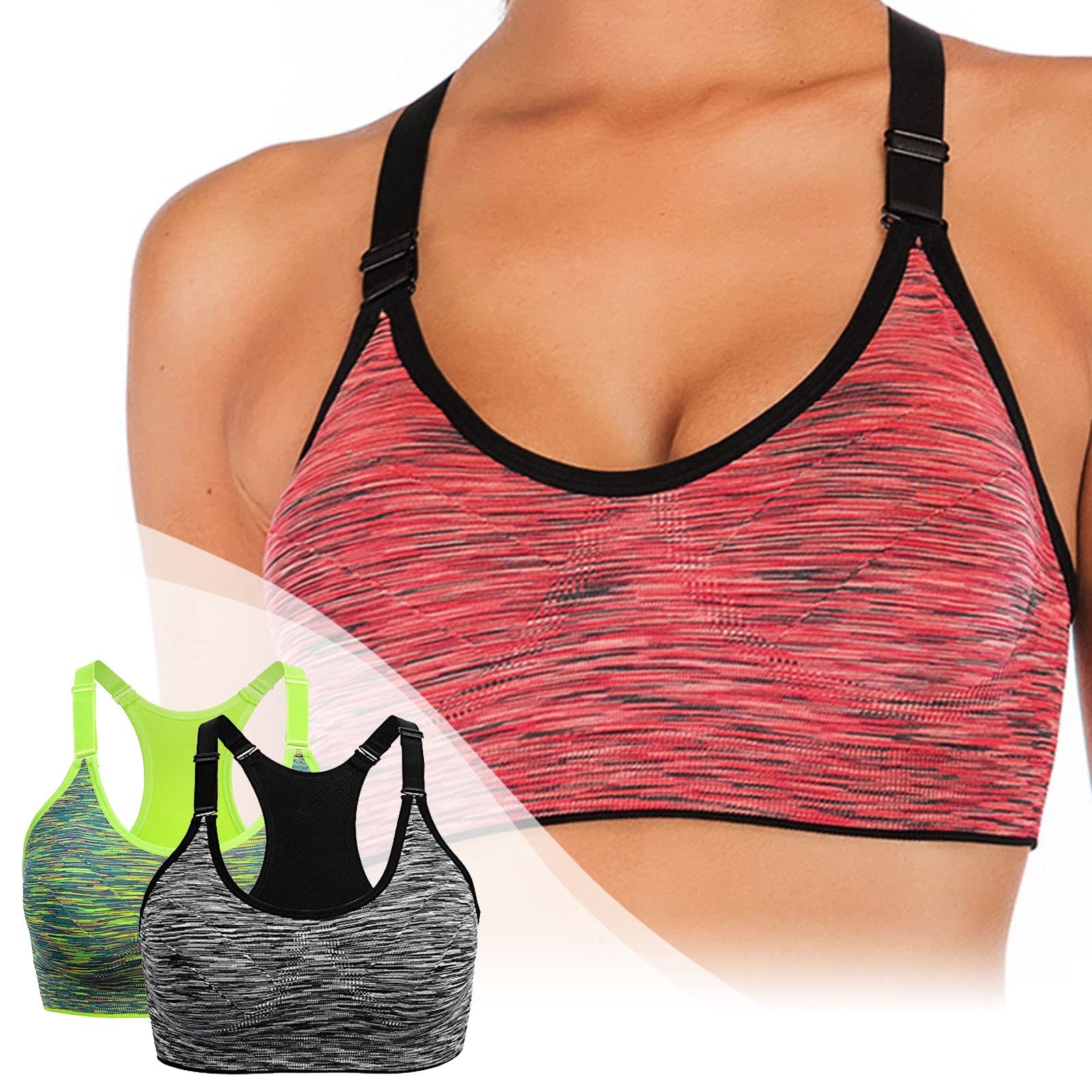 Sports Bra for Women High Yoga Running Seamless Gym Tank Top Fitness Vest Pack of 2, m, M