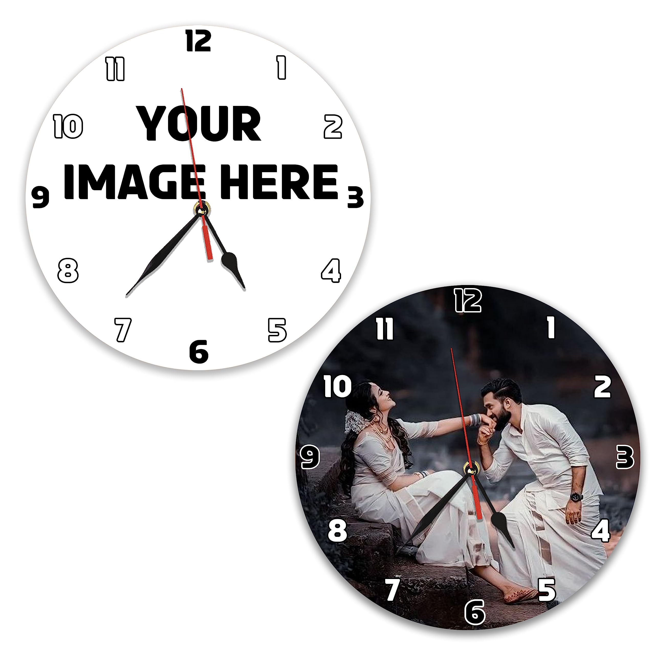 SAVRI Wood Personalized Wall Clock With Your Favorite Picture Printed & Message Written On It (Black) (B0BRY12BW6) Amazon Price History, Amazon Price Tracker