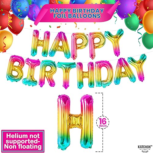 Miniatura 2 de KatchOn Cartel de globos de feliz cumpleaños con diseño de arcoíris de gelatina  16 pulgadas  Globos de feliz cumpleaños  Cartel de feliz cumpleaños