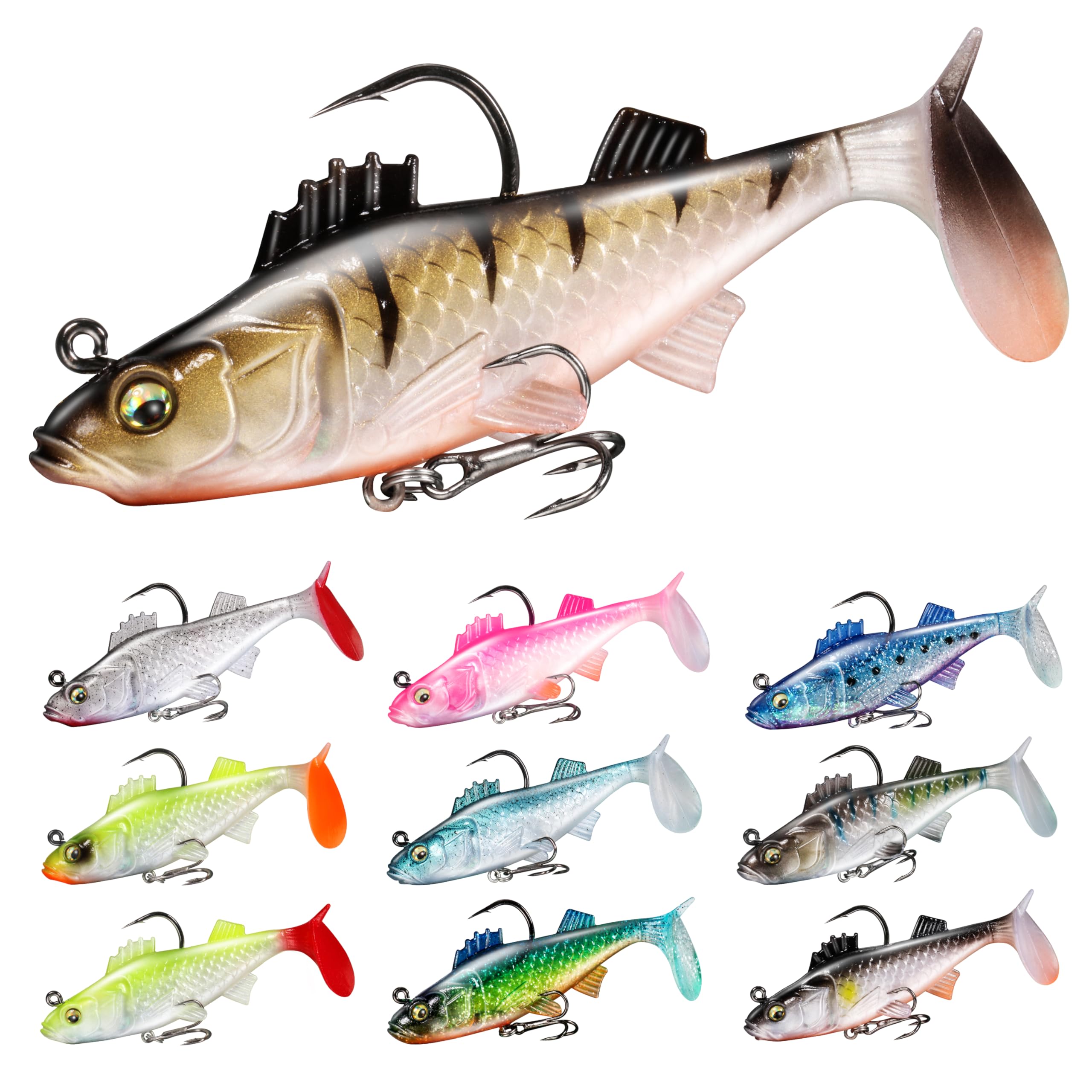 Probite 1.97" Dual-Color Pointed Tail Soft Lures - 50pcs, Glitter Finesse Baits For Bass, Panfish, Trout