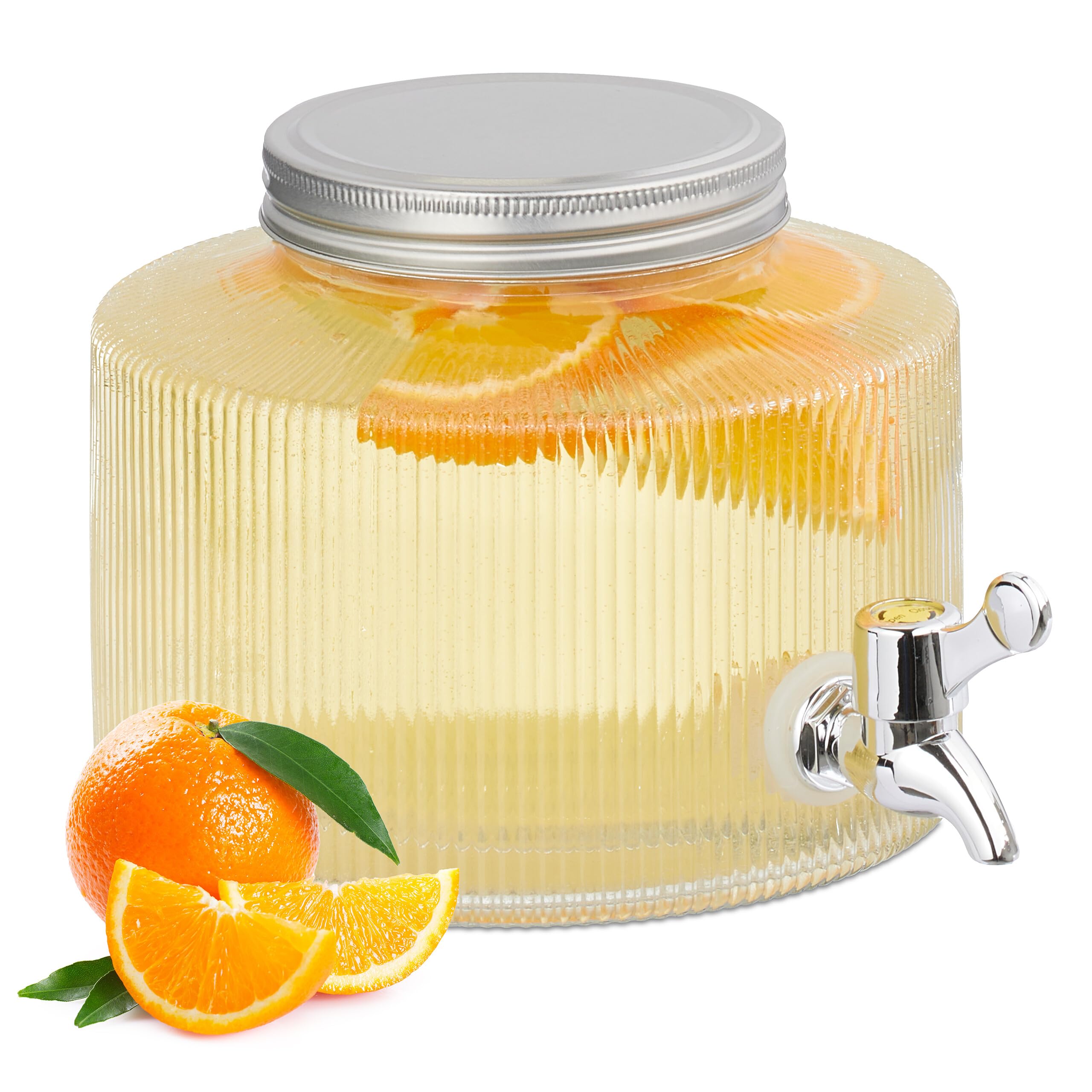 Relaxdays Transparent Drinks Dispenser, 2.8 Litres, Beverage Jar With Tap And Lid, Decorative Water Pitcher, Glass,