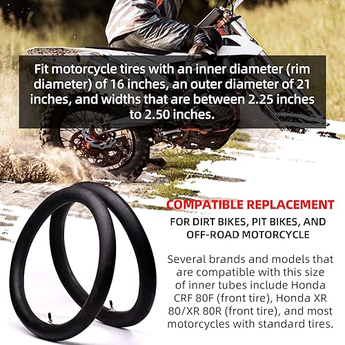 Miniatura 3 de AR-PRO - Tubos interiores de motocicleta todoterreno de 2.25/2.50-16 pulgadas con vástago de válvula TR4 - Tubos interiores de repuesto