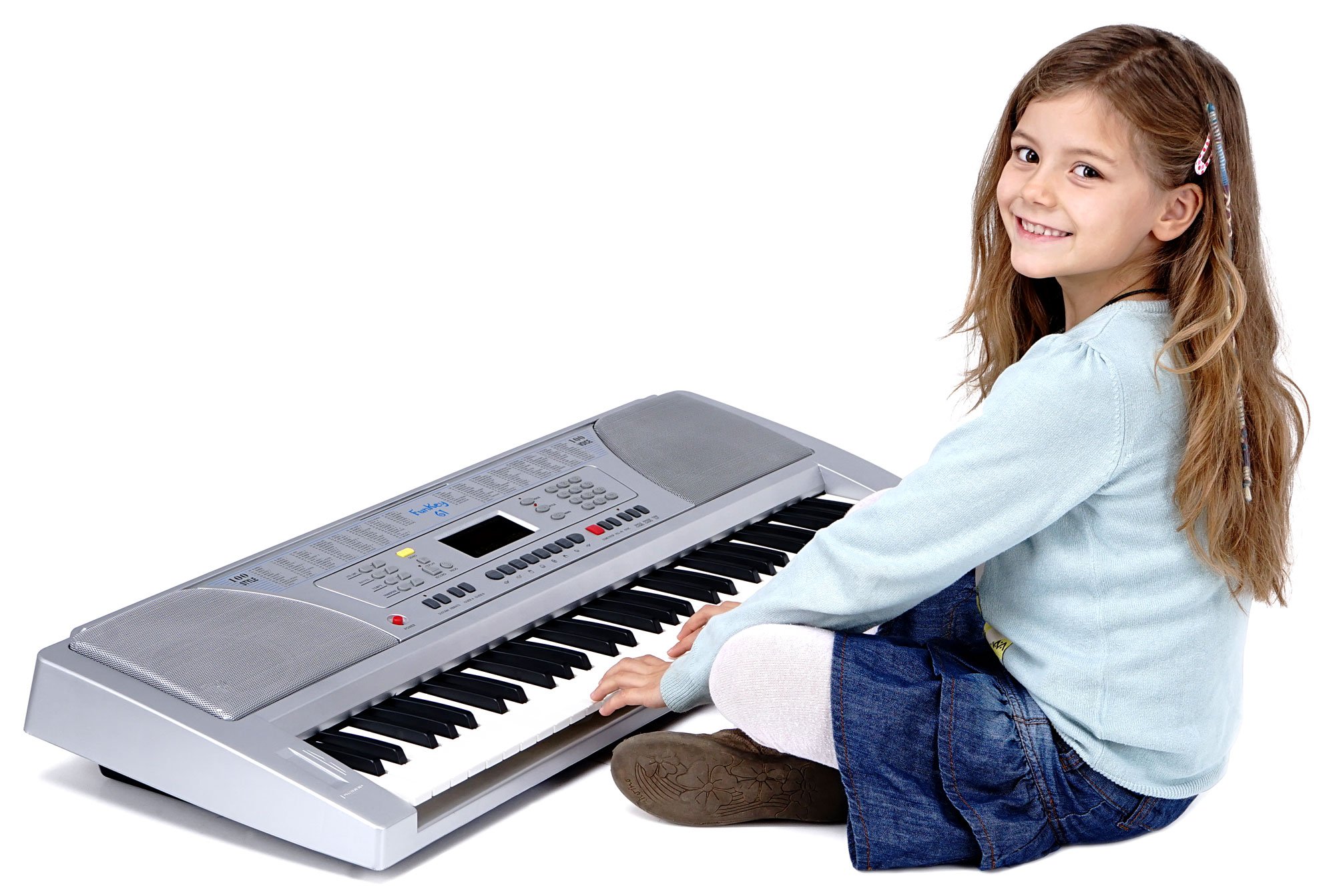Clavier Funkey 61 SL Argent (61 touches, 100 sons, 100 rythmes, 8 morceaux démo, alimentation, pupitre)