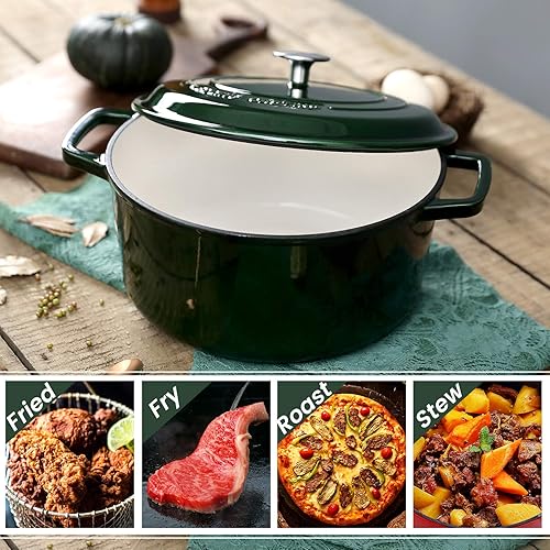 Miniatura 6 de EDGING CASTING Horno holandés de hierro fundido esmaltado con tapa olla de horno holandés esmaltada con asas horno holandés de hierro fundido