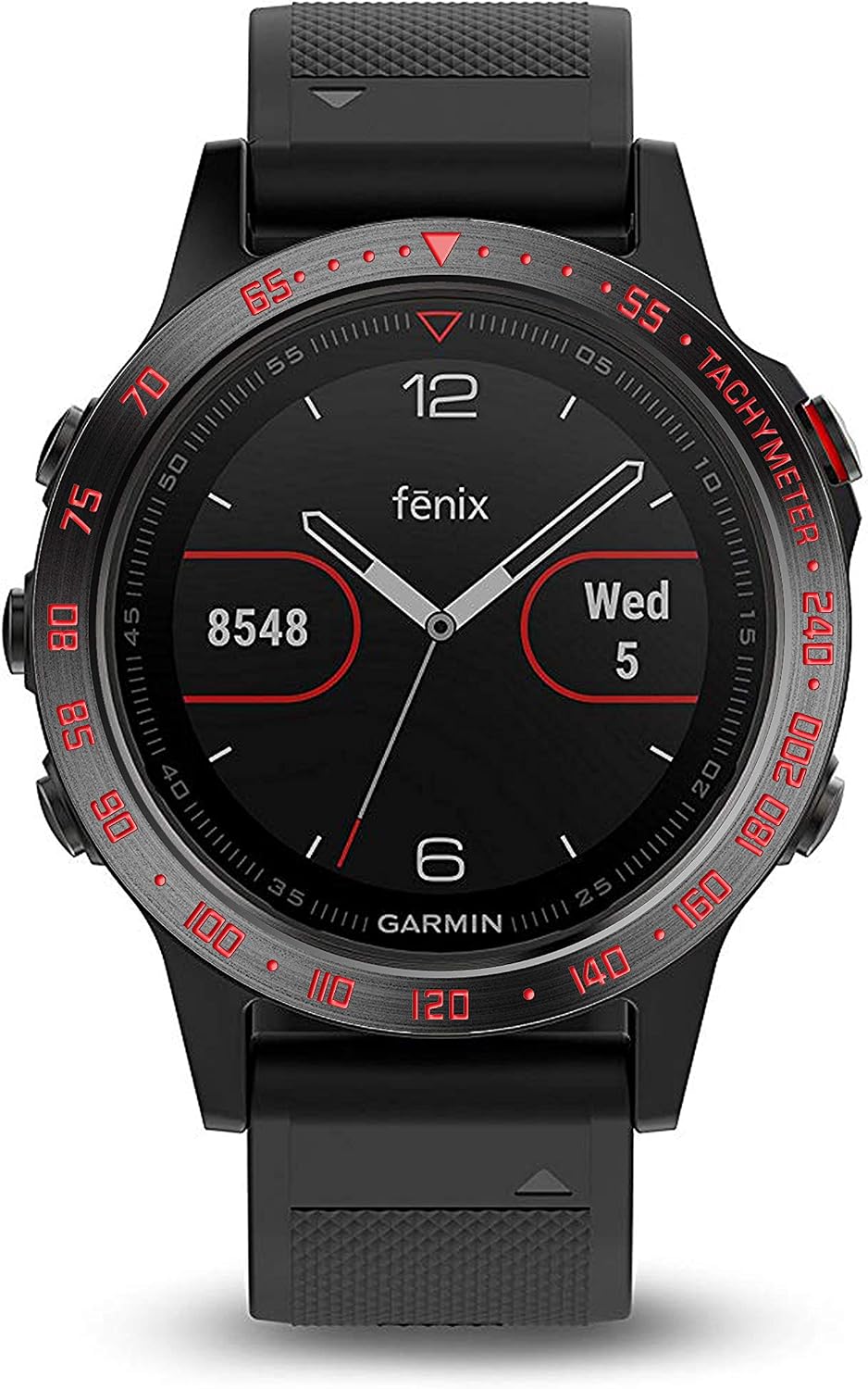 Stainless Steel Bezel Ring Compatiable with Garmin Fenix 5/5 Plus Bezel Ring Adhesive Cover Anti Scratch & Collision Protector for Garmin Watch Accessory (Black - Not Fit Fenix 5X / 5S)