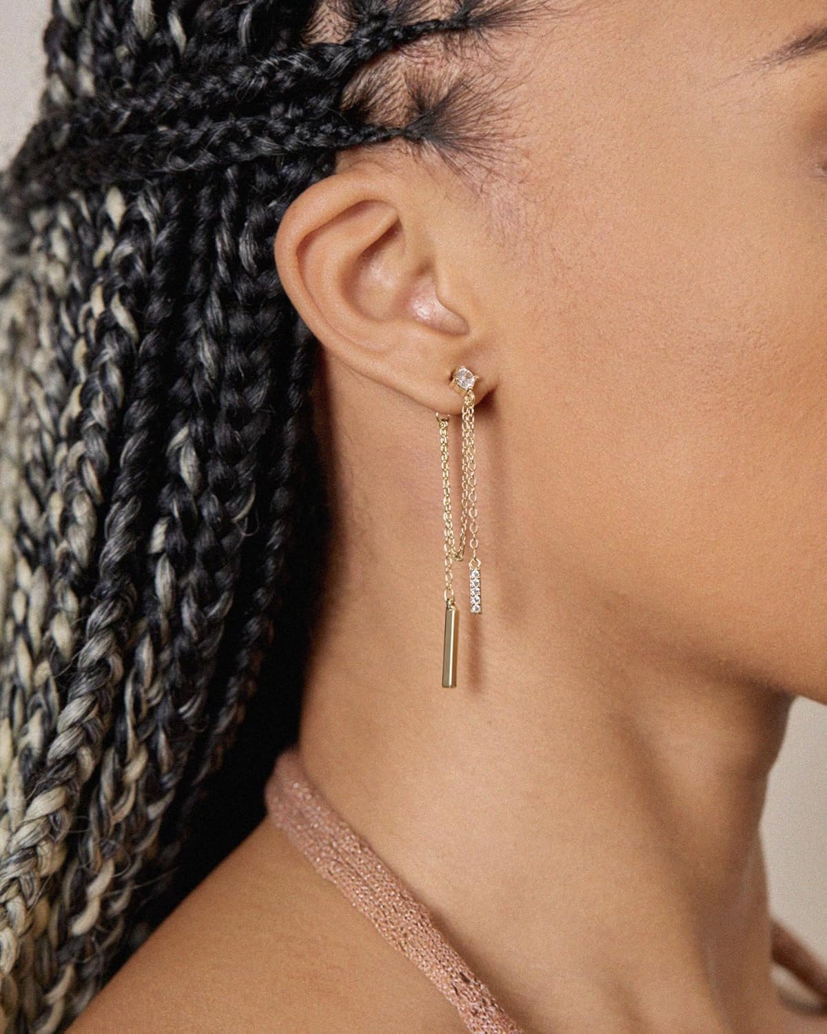 Dangle Earrings for Women - 14K Gold/White Gold/Rose Gold Plated Butterfly Heart Star Hoop Chain Long Tassel Cubic Zirconia CZ Dangle Earrings - Image 2