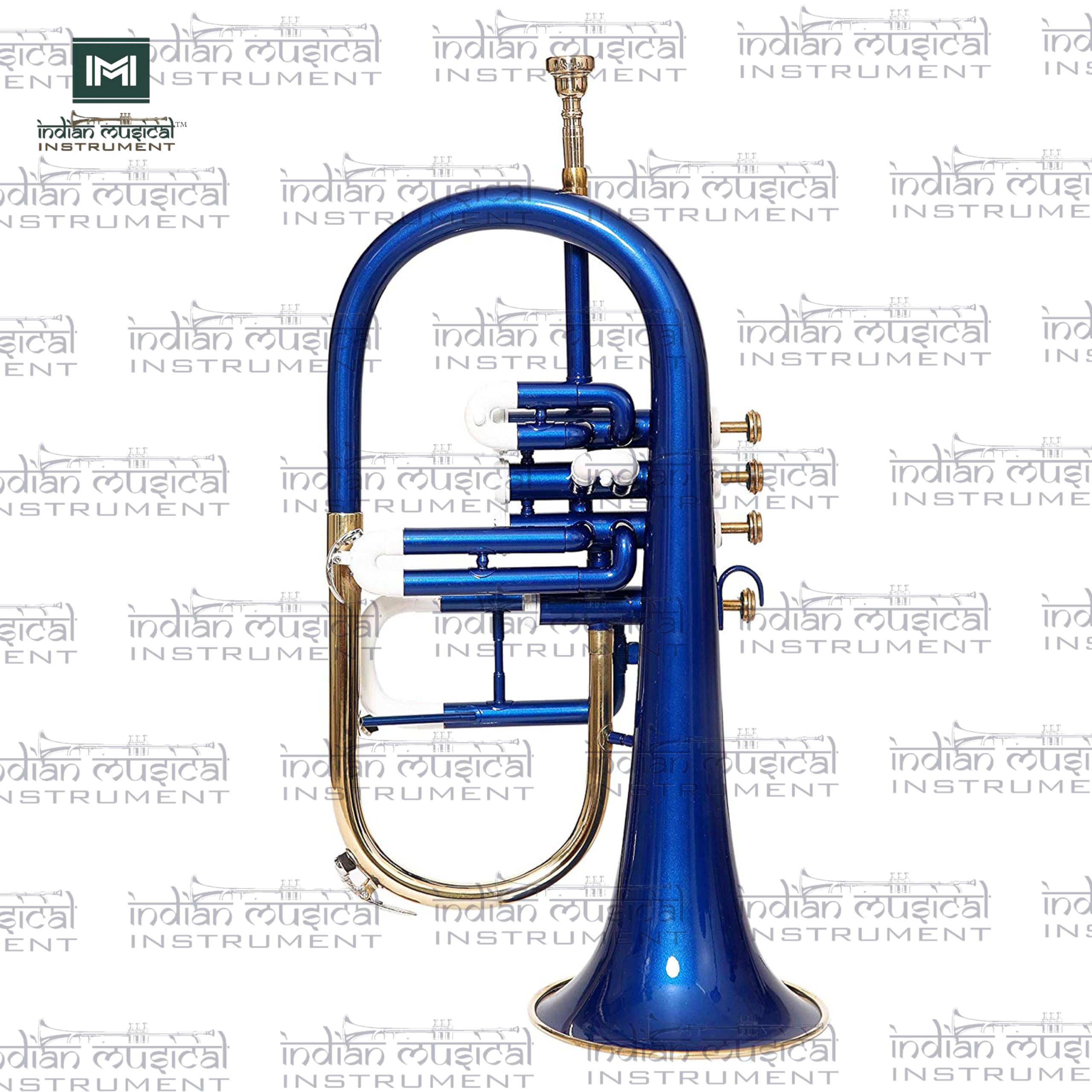 Flugel Horn 4 valvole passo BB con custodia rigida e bocchino (blu bianco oro)
