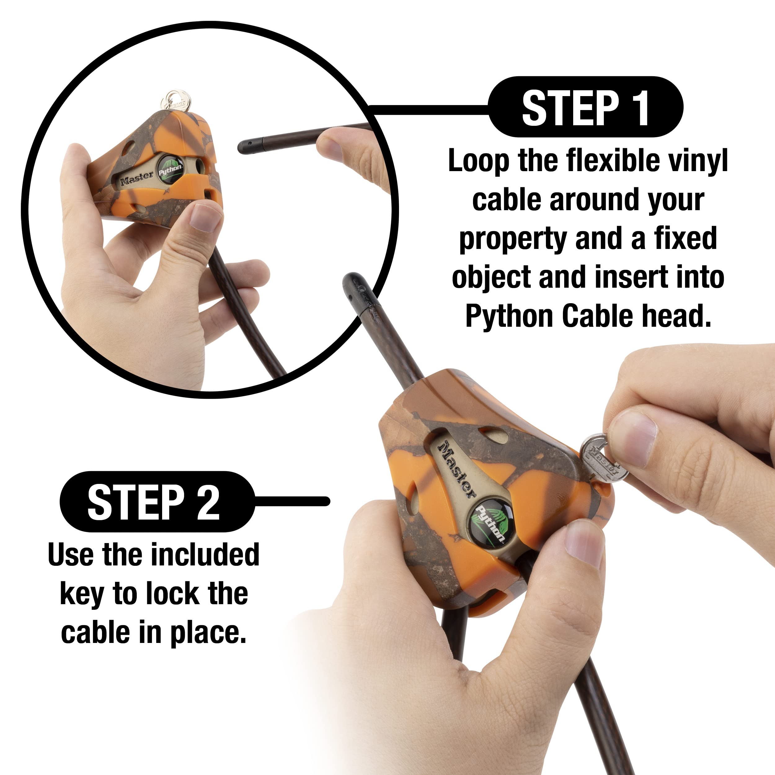 Master Lock Câble antivol Python à clé réglable, câble de 1,8 m de long, lot de 2, camouflage Mossy Oak Blaze