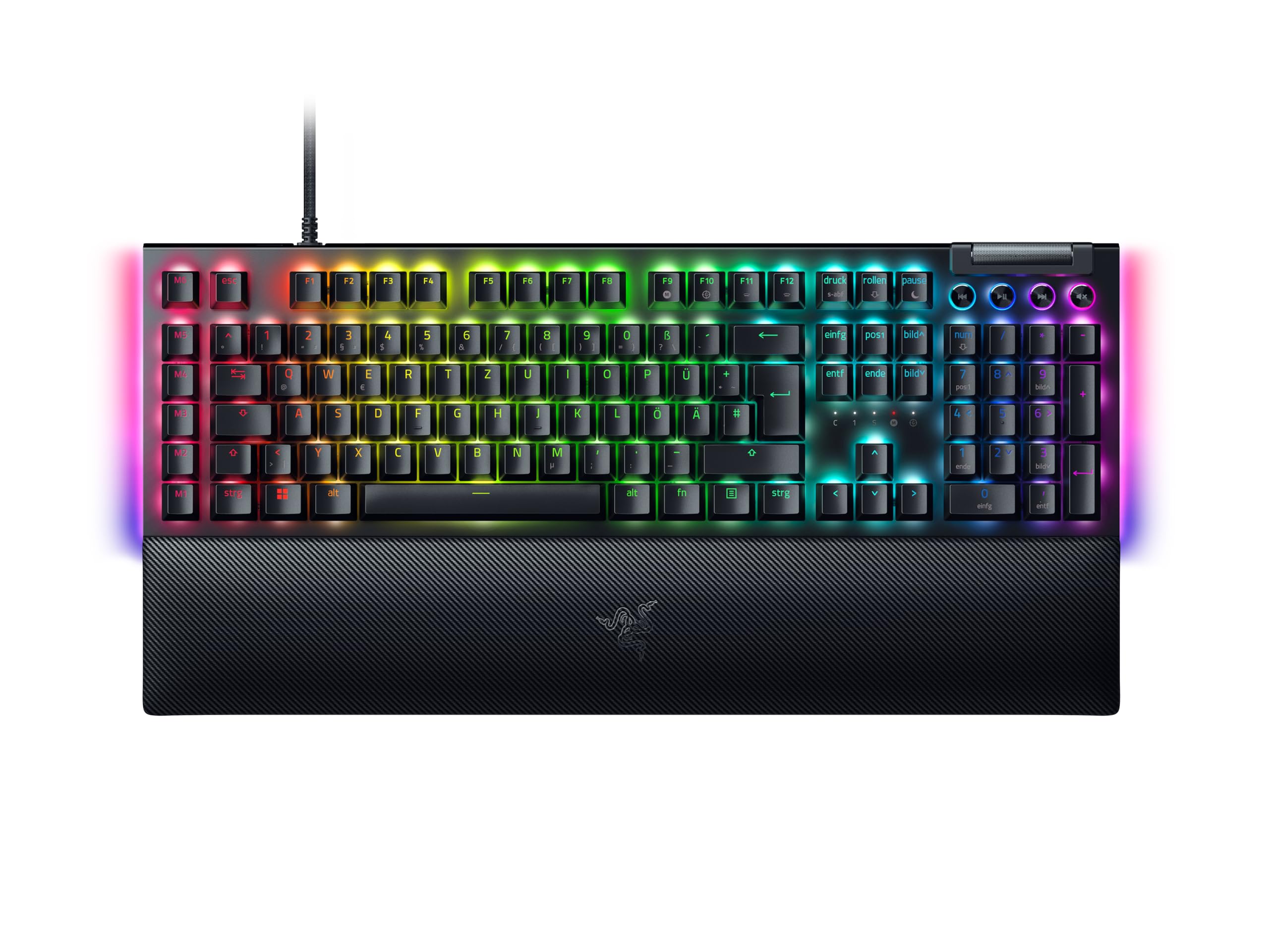 Razer BlackWidow V4 Mechanical Gaming Keyboard with Razer Chroma RGB (Mechanical Razer Green Switches, 6 Own Macro Keys, Doubleshot ABS-Keycaps) QWERTZ German-Layout, Black - 2