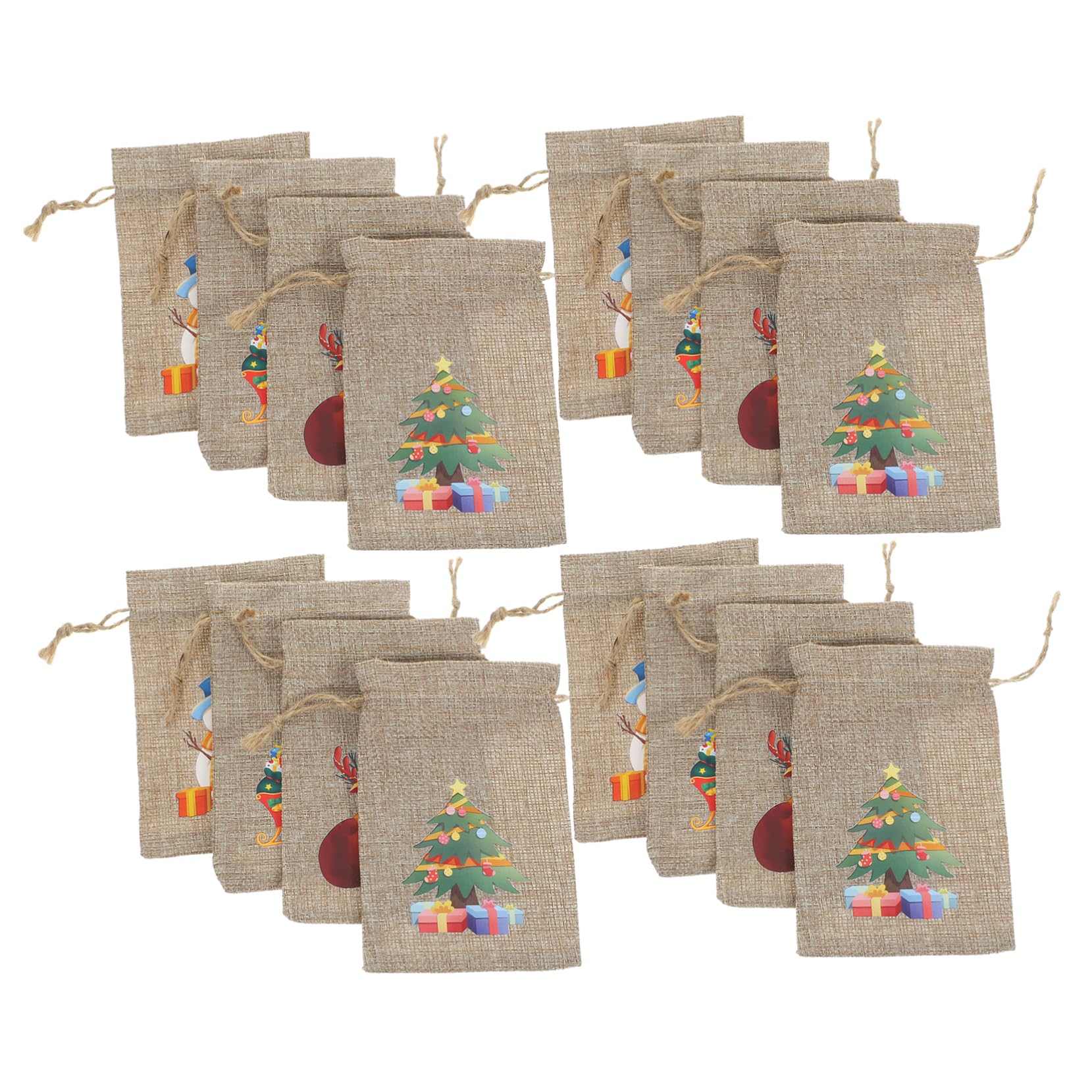 FRCOLOR 5 Juegos Saco De Navidad Regalar Bolsa De Navidad Bolsas Bolsas De Galletas Bolsitas Cajas Bolsa De Embalaje Con Cordón Mochilas De Cuerdas Lino Piezas X 5