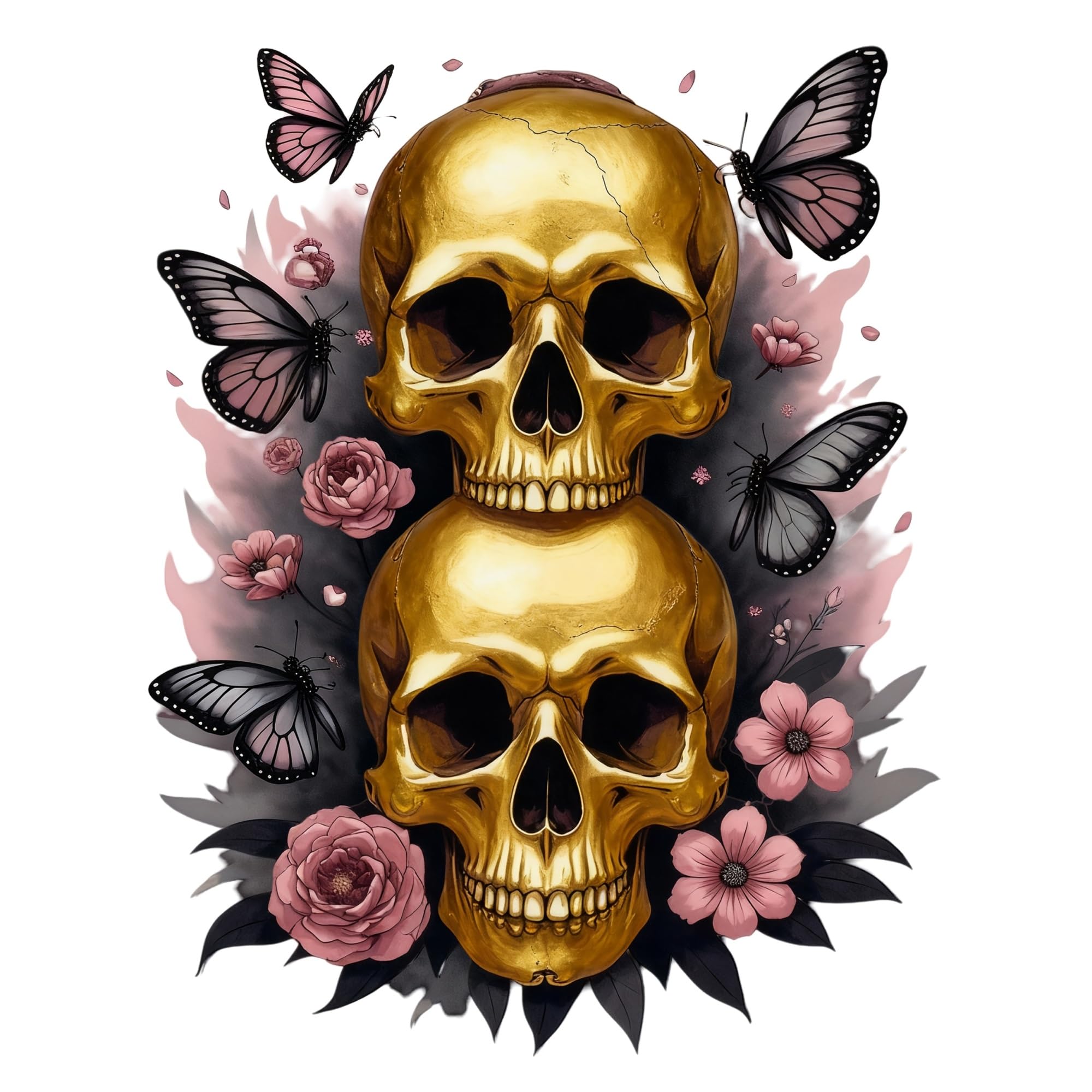 FGLFPXI Gothic Design with Stacked Skull, Butterfly Rose Elements Motorcycle
