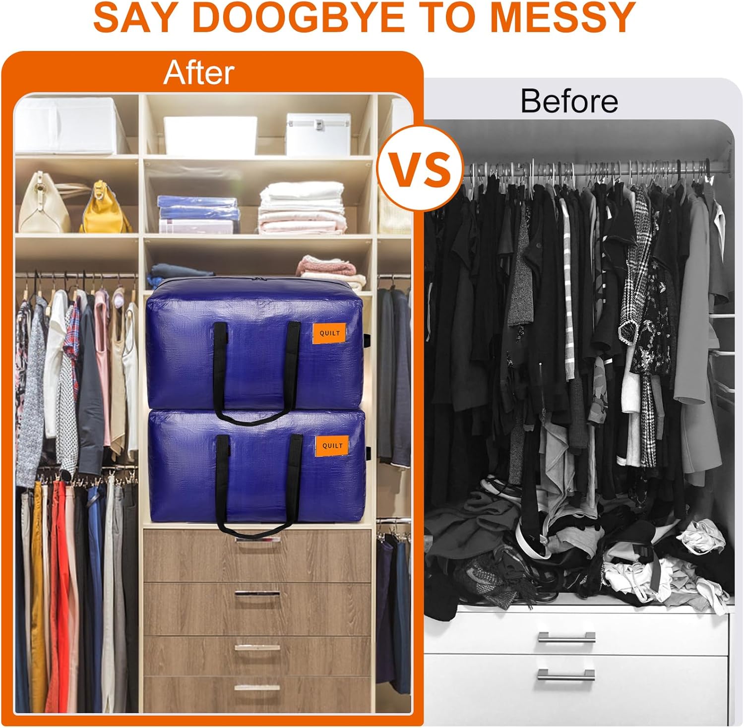 KRYSTY 10-Pack Heavy Duty Moving Bags and Large Storage Bags with Strong Handles, Durable Zippers,and Space-Saving Design,Extra Large Storage Totes for Space Saving and Moving Supplies - Image 5