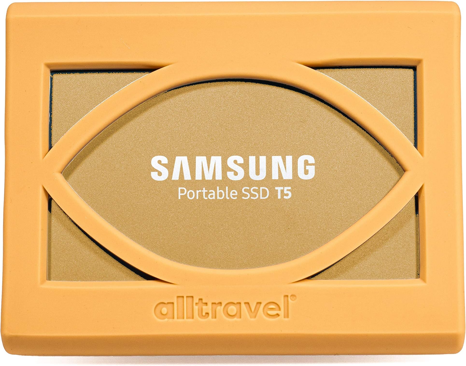 - External Solid State Drive Bumper Sleeve for Samsung T5 Portable 250GB 500GB 1TB 2TB SSD USB 3.0 External Solid State Drives, Super Strong Bumper Anti Shock, Shake and Drop (Gold)