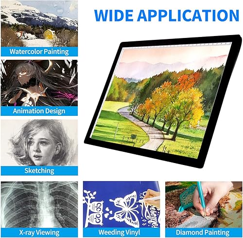 Miniatura 7 de KOBAIBAN - Almohadilla de luz recargable A4, caja de luz magnética inalámbrica para rastreo, 5 niveles de brillo, tablero de tableta de luz LED