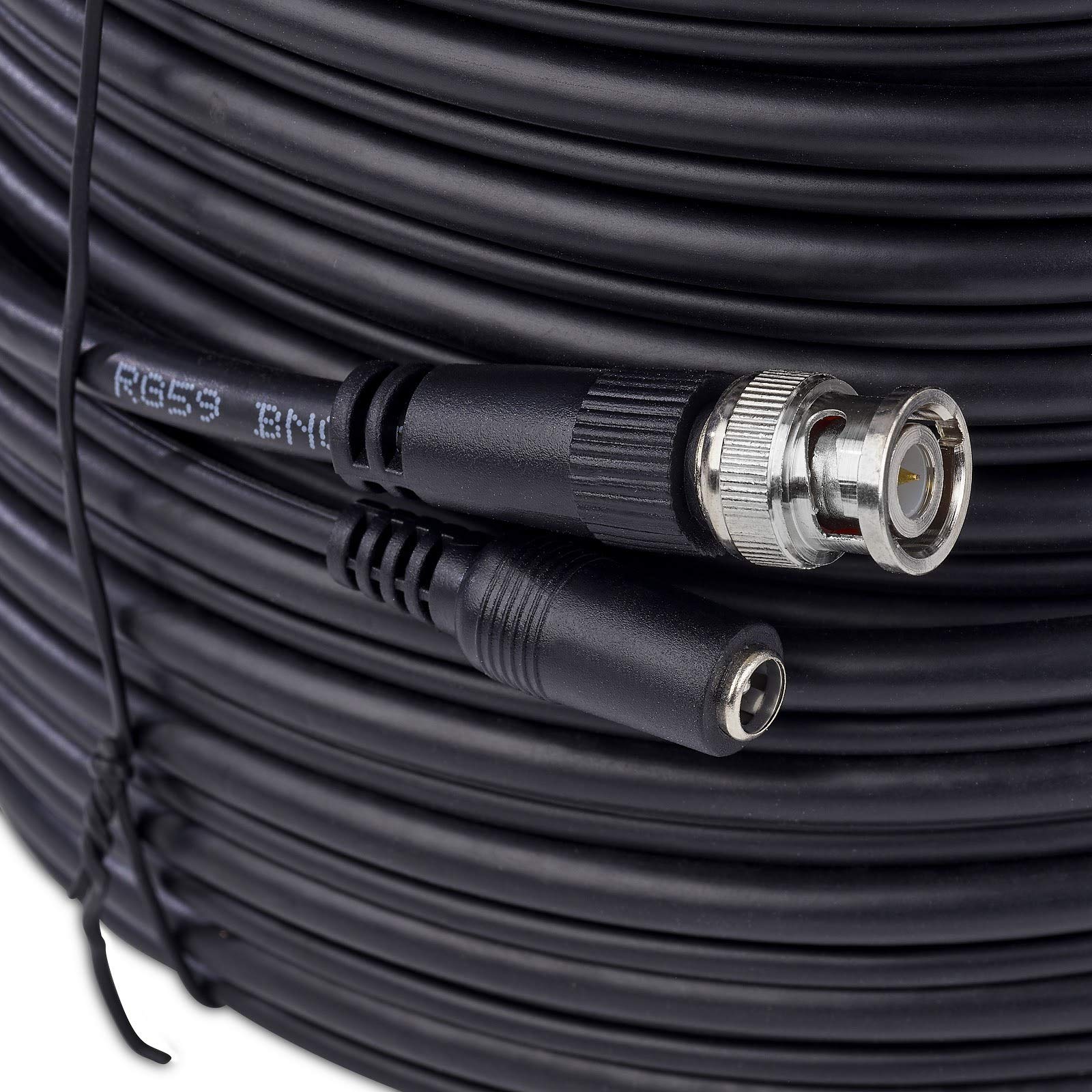 SSL 50M,60M,80M,100M RG59 BNC Video Power Cable For CCTV Camera DVR Surveillance Security System Black/White Extension Lead