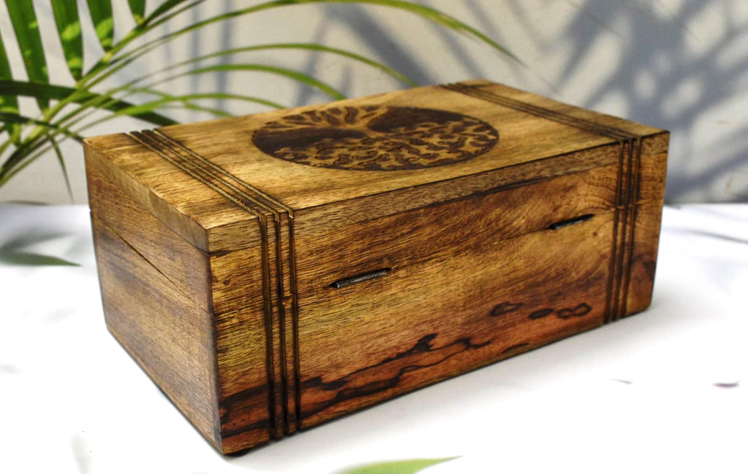 Caja de té de madera, caja de té para bolsas de té, caja de té de madera dura grabada con 6 compartimentos, caja de almacenamiento de té multifuncional, organizador de caja de té de madera, 10 x 6