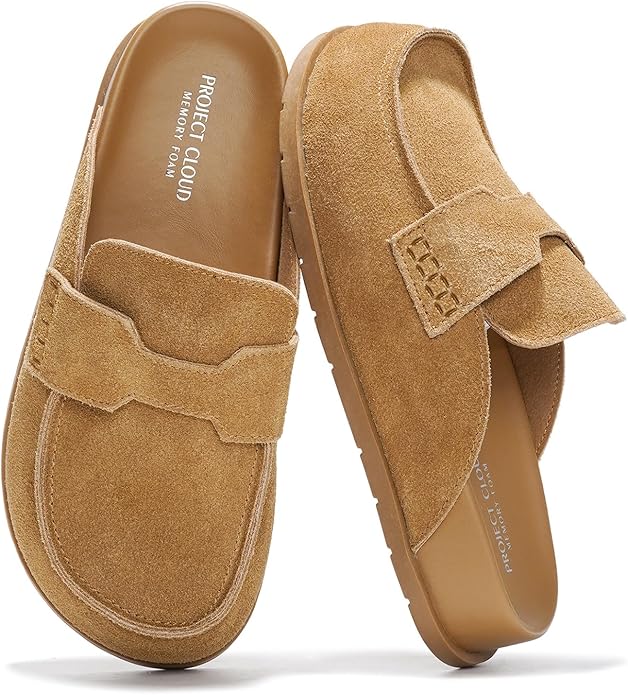 Project Cloud 100% Genuine Leather Womens Clog - Memory Foam Arch Support Non-Slip Sole Mules & Clogs for Women Footwear - Platform Winter Shoes (Foamy)