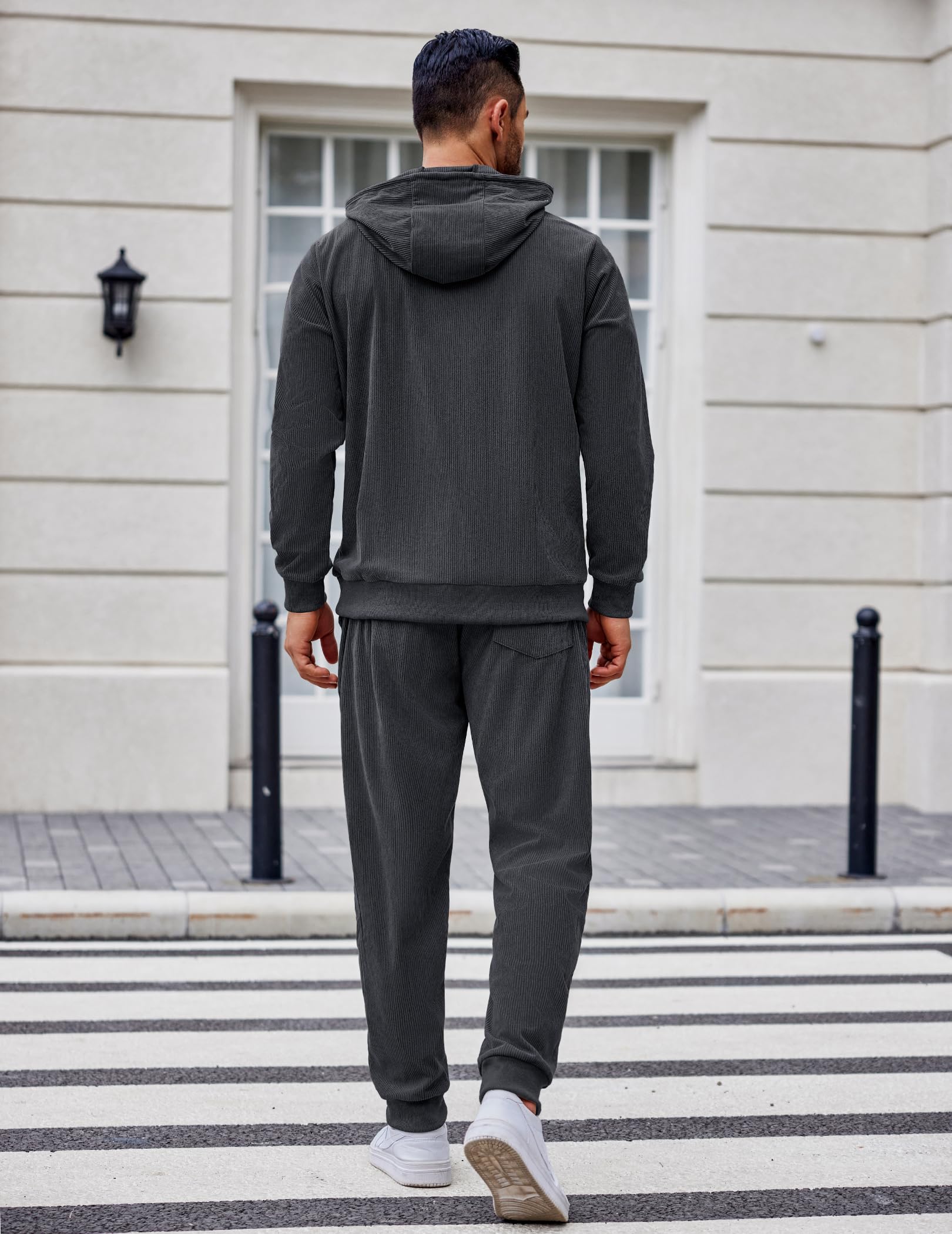 COOFANDY Tuta da uomo, set da 2 pezzi, con cappuccio, per atletica, jogging, abbigliamento sportivo casual