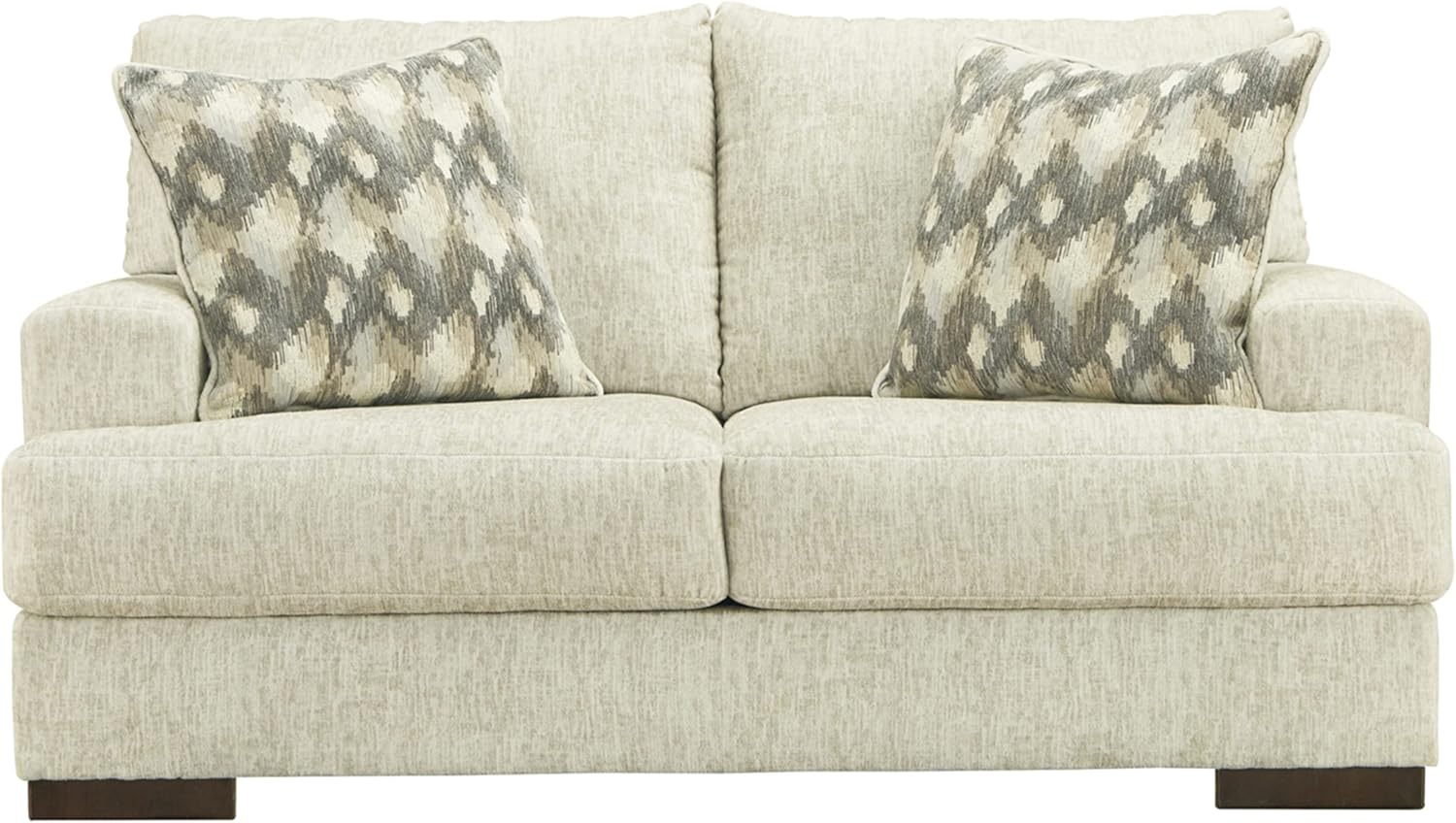 Beige Microfiber Track Arm Loveseat with Removable Cushions
