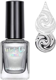 Whats Up Nails - Silver Ag-ent Stamping Polish Silver Metallic Lacquer for Stamped Nail Art Design 7 Free Cruelty Free Vegan